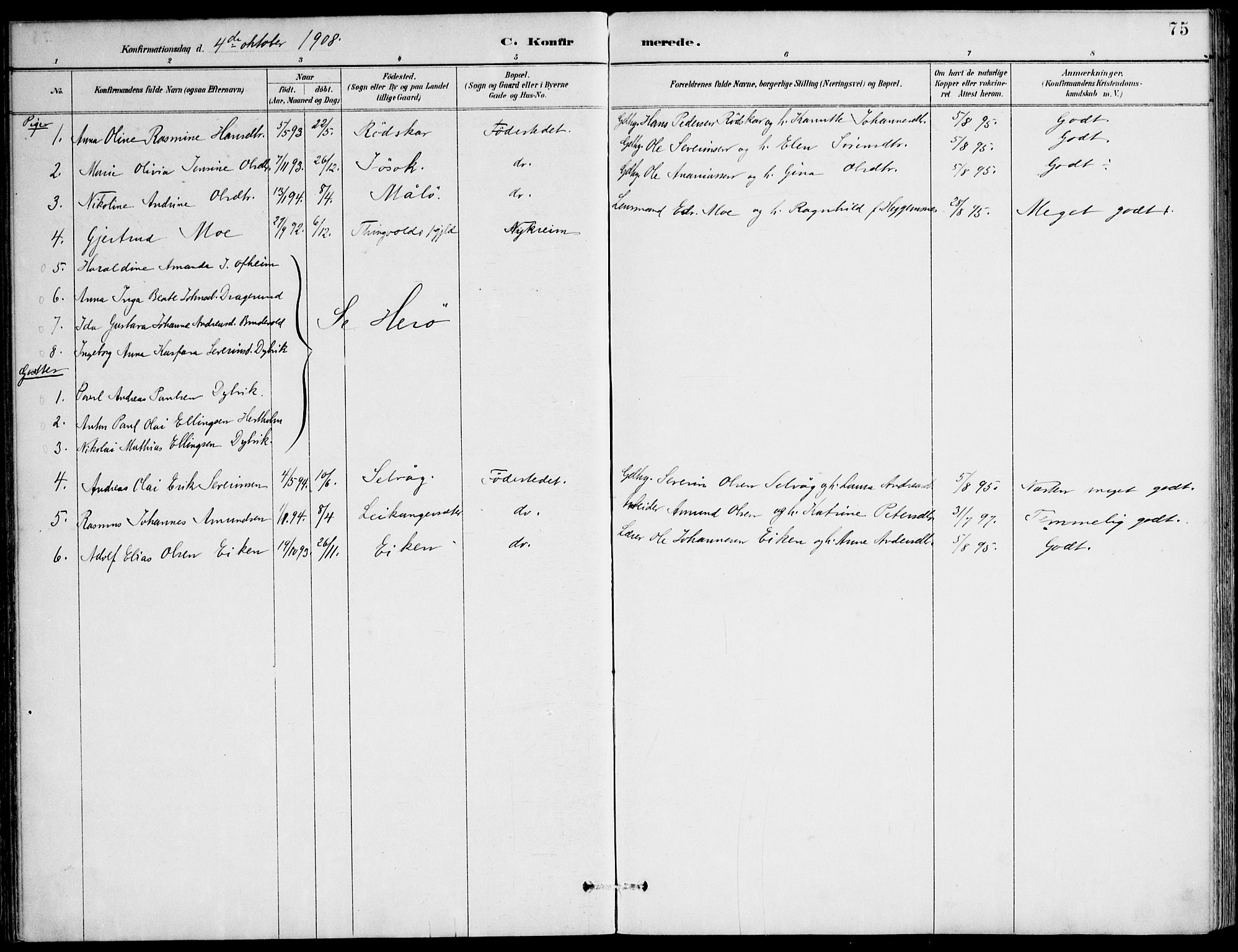 Ministerialprotokoller, klokkerbøker og fødselsregistre - Møre og Romsdal, AV/SAT-A-1454/508/L0095: Parish register (official) no. 508A02, 1887-1920, p. 75