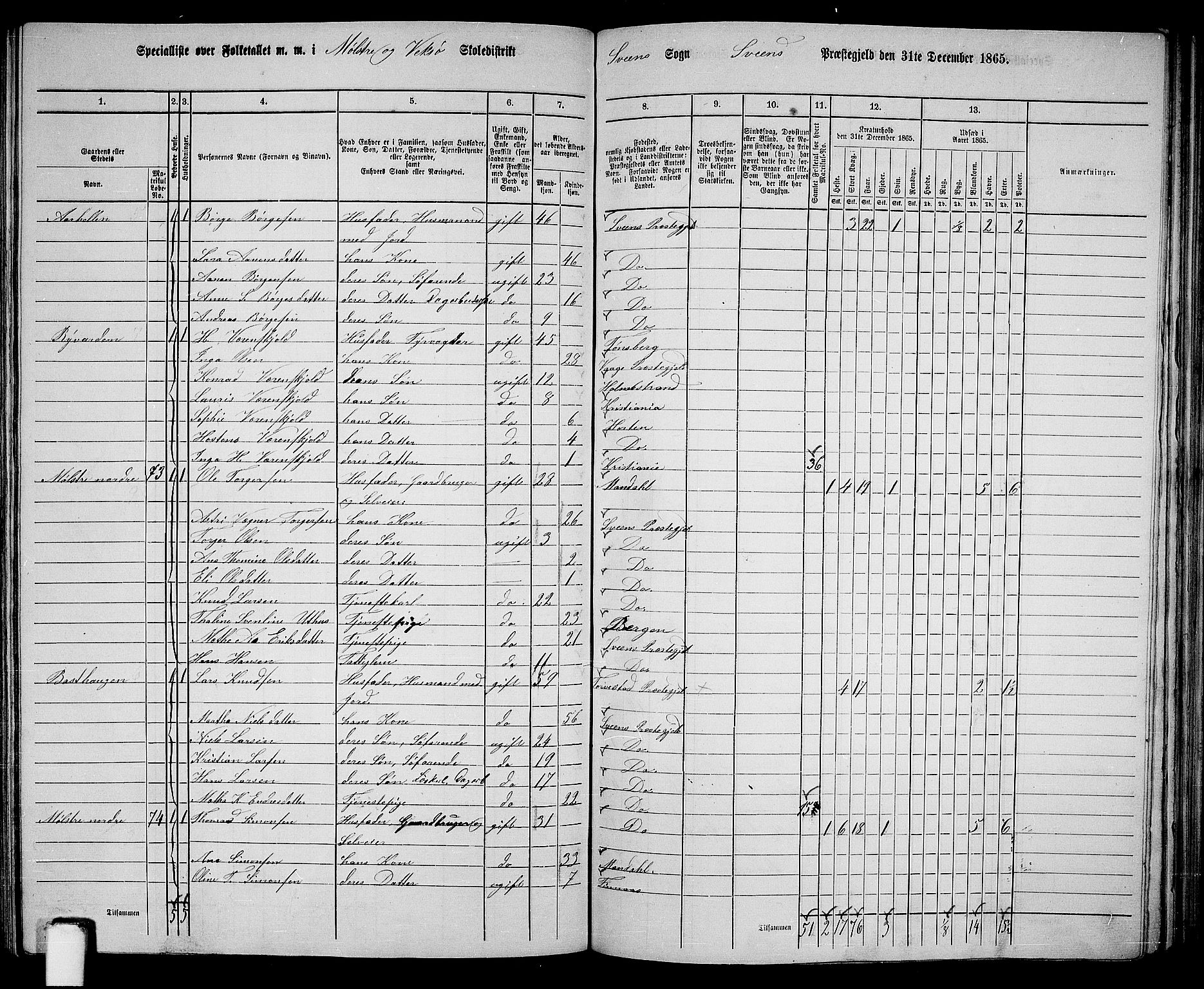 RA, 1865 census for Sveio, 1865, p. 126