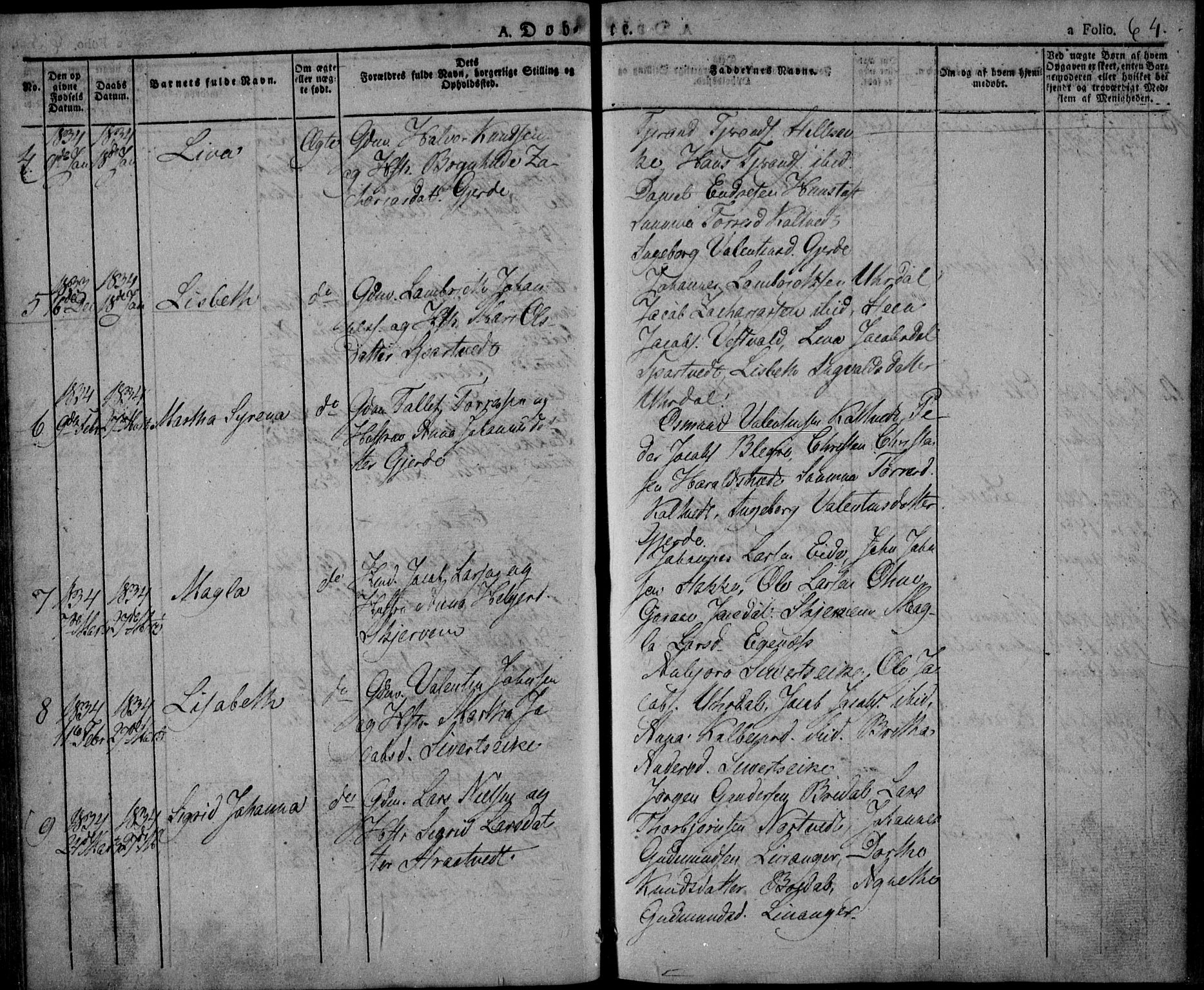 Skjold sokneprestkontor, AV/SAST-A-101847/H/Ha/Haa/L0005: Parish register (official) no. A 5, 1830-1856, p. 64