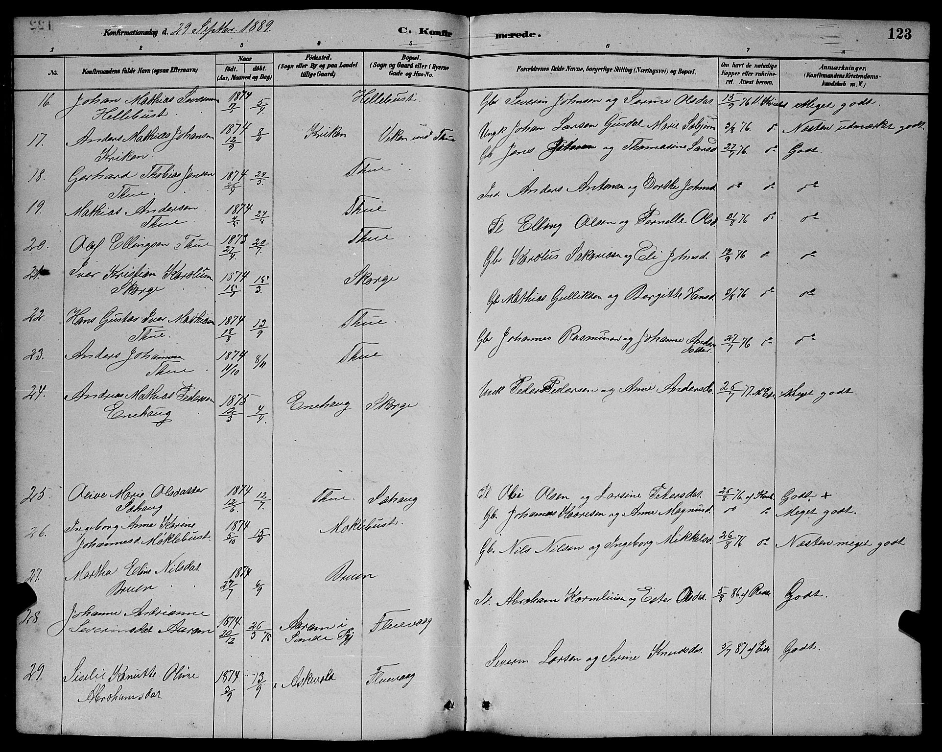 Ministerialprotokoller, klokkerbøker og fødselsregistre - Møre og Romsdal, AV/SAT-A-1454/501/L0017: Parish register (copy) no. 501C03, 1885-1901, p. 123