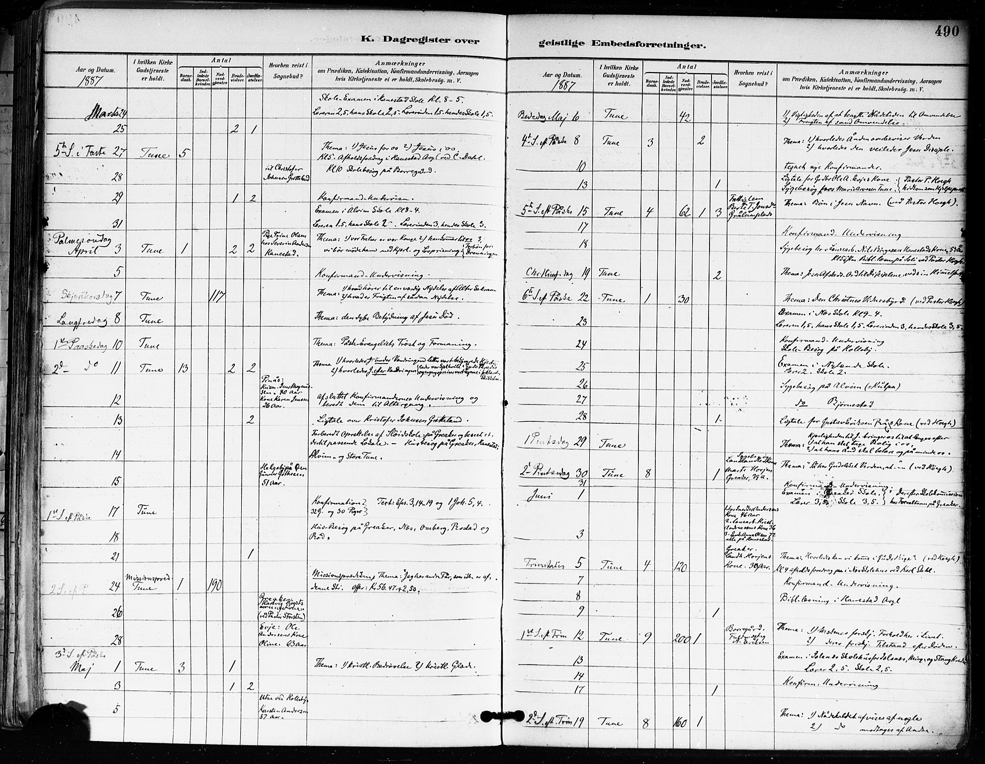 Tune prestekontor Kirkebøker, AV/SAO-A-2007/F/Fa/L0018: Parish register (official) no. 18, 1887-1898, p. 490