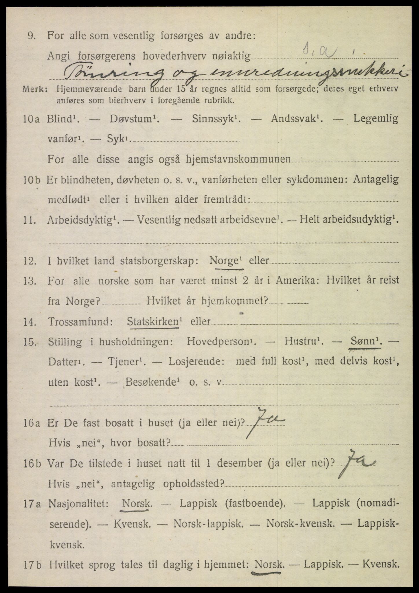 SAT, 1920 census for Vefsn, 1920, p. 1824