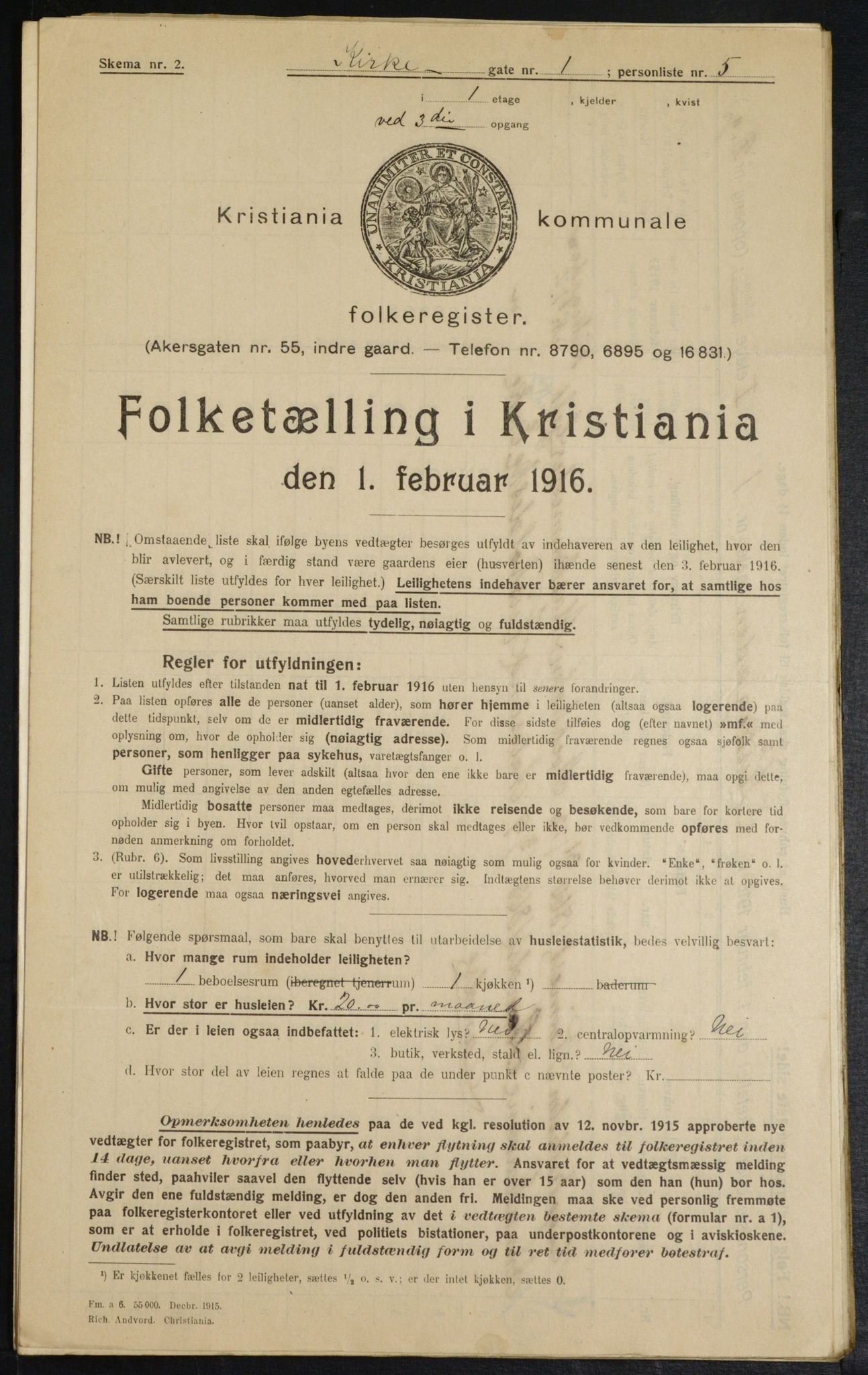 OBA, Municipal Census 1916 for Kristiania, 1916, p. 50834