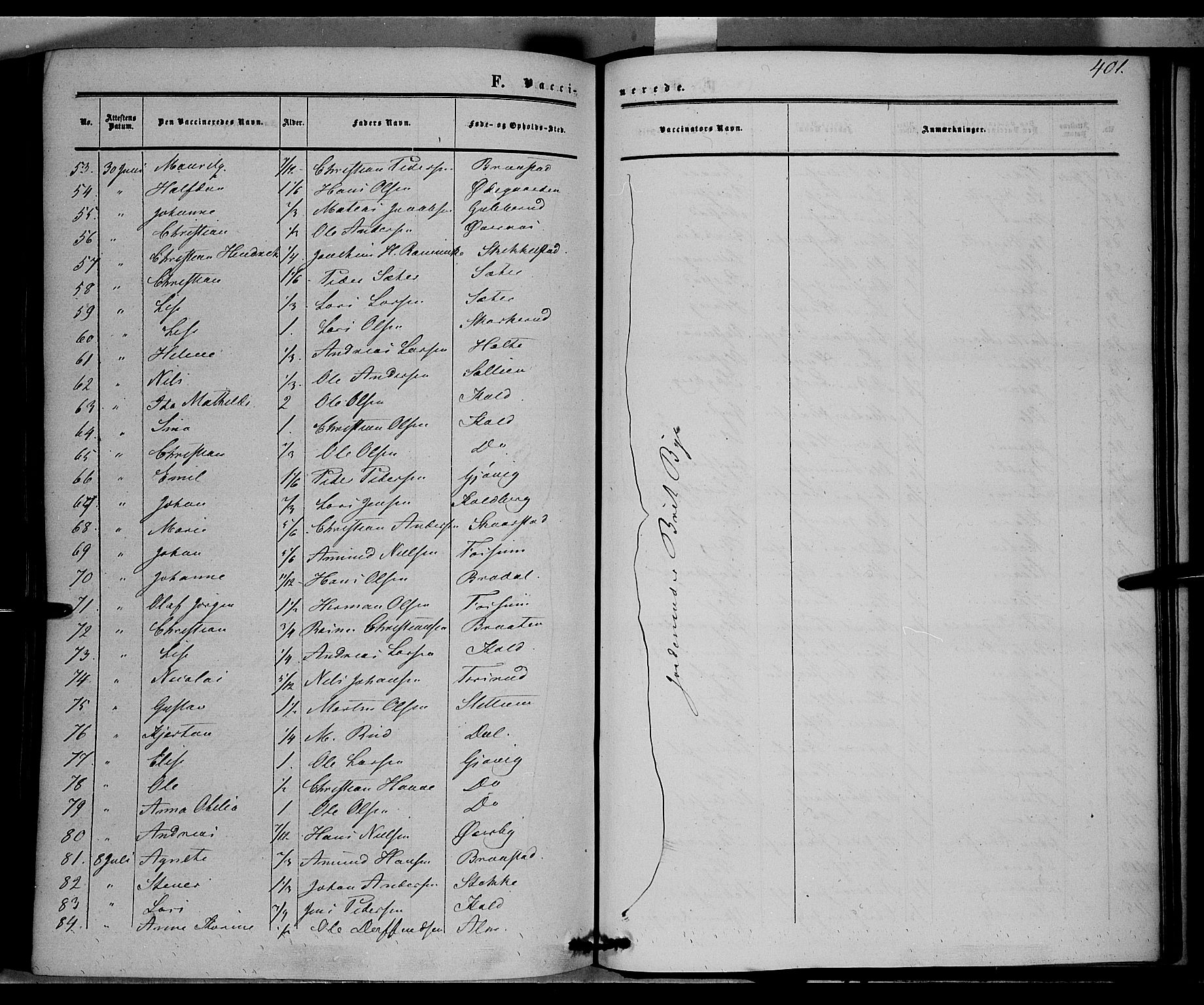 Vardal prestekontor, AV/SAH-PREST-100/H/Ha/Haa/L0006: Parish register (official) no. 6, 1854-1866, p. 401