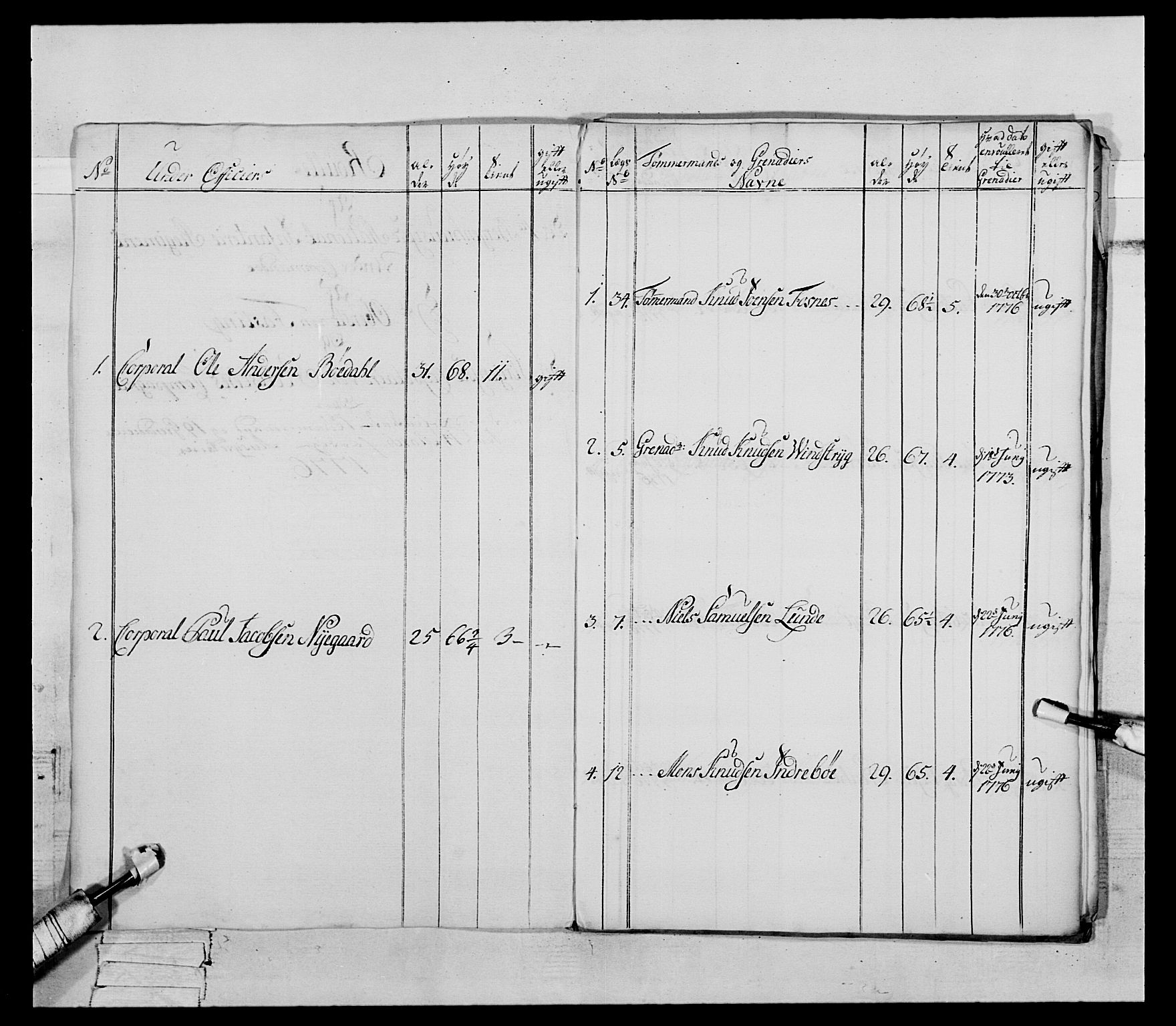 Generalitets- og kommissariatskollegiet, Det kongelige norske kommissariatskollegium, AV/RA-EA-5420/E/Eh/L0090: 1. Bergenhusiske nasjonale infanteriregiment, 1774-1780, p. 182