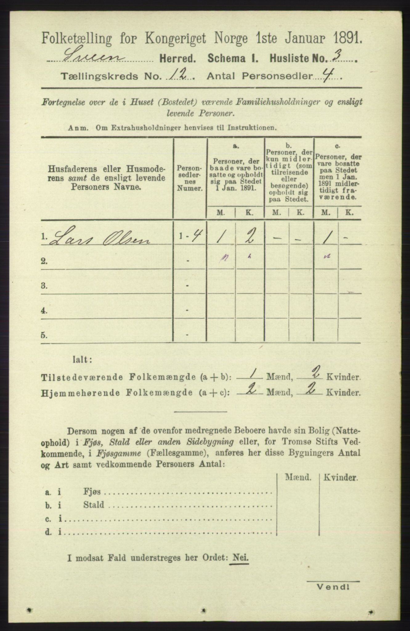 RA, 1891 census for 1216 Sveio, 1891, p. 3394