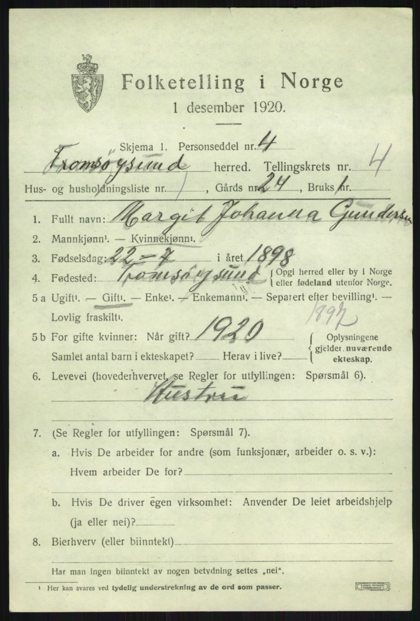 SATØ, 1920 census for Tromsøysund, 1920, p. 3204