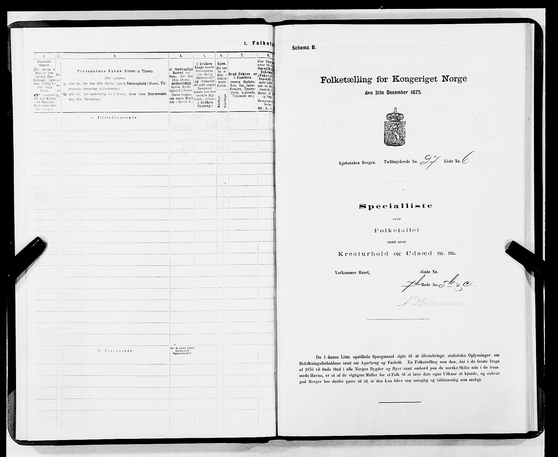 SAB, 1875 census for 1301 Bergen, 1875, p. 1354