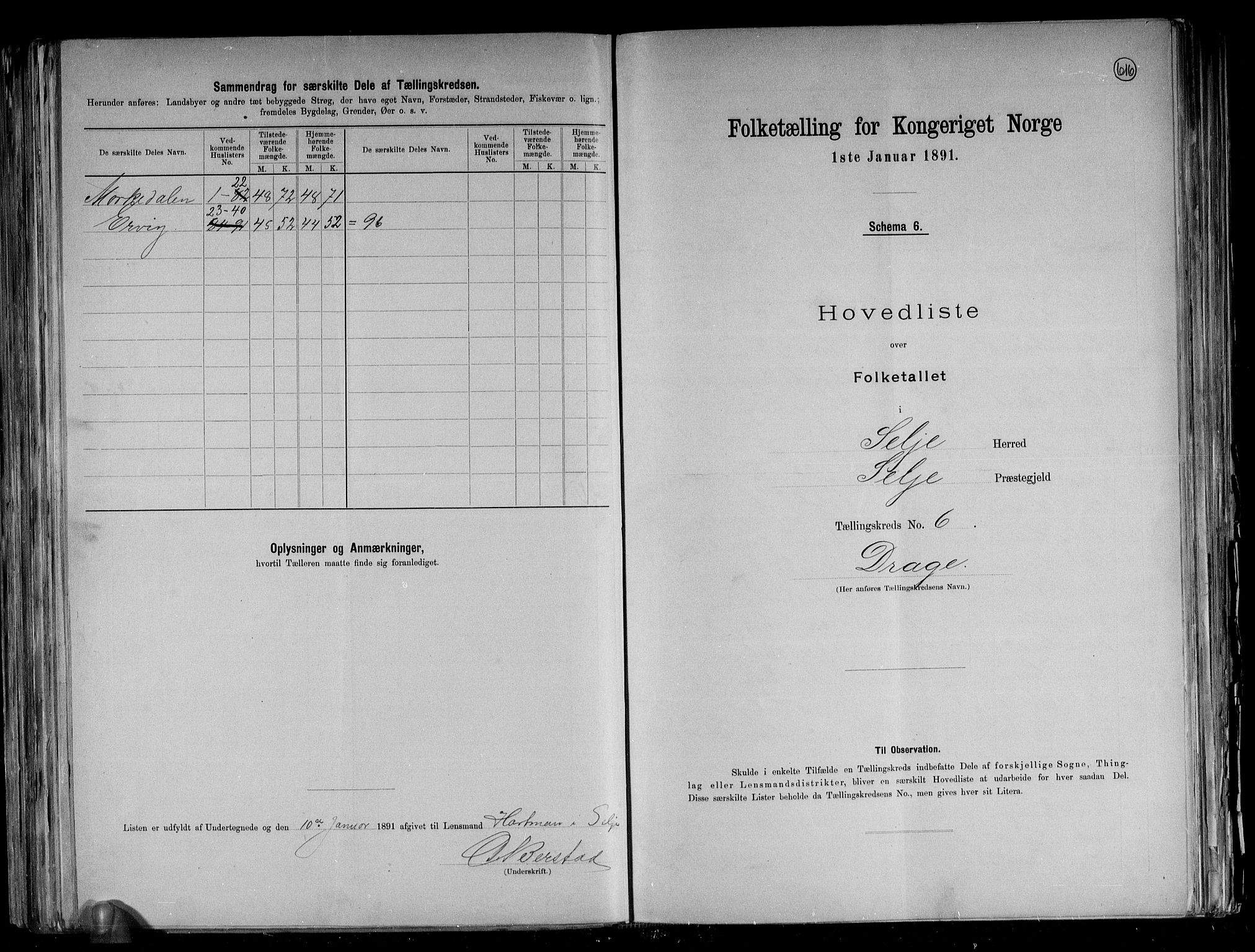 RA, 1891 census for 1441 Selje, 1891, p. 14