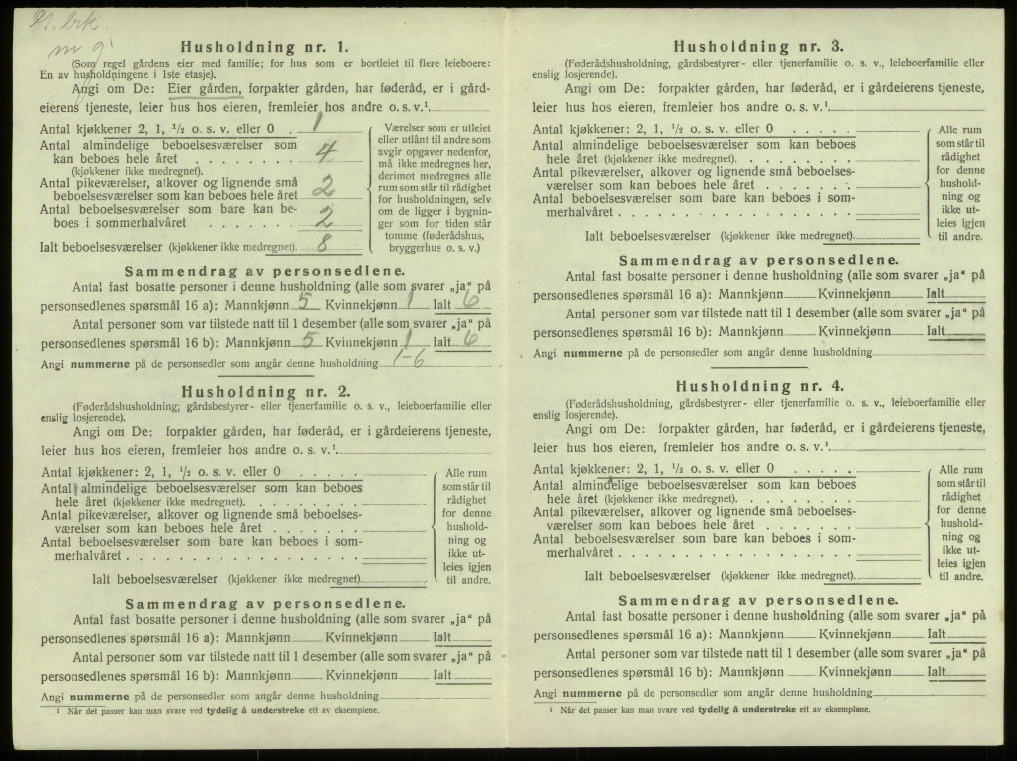 SAB, 1920 census for Selje, 1920, p. 622
