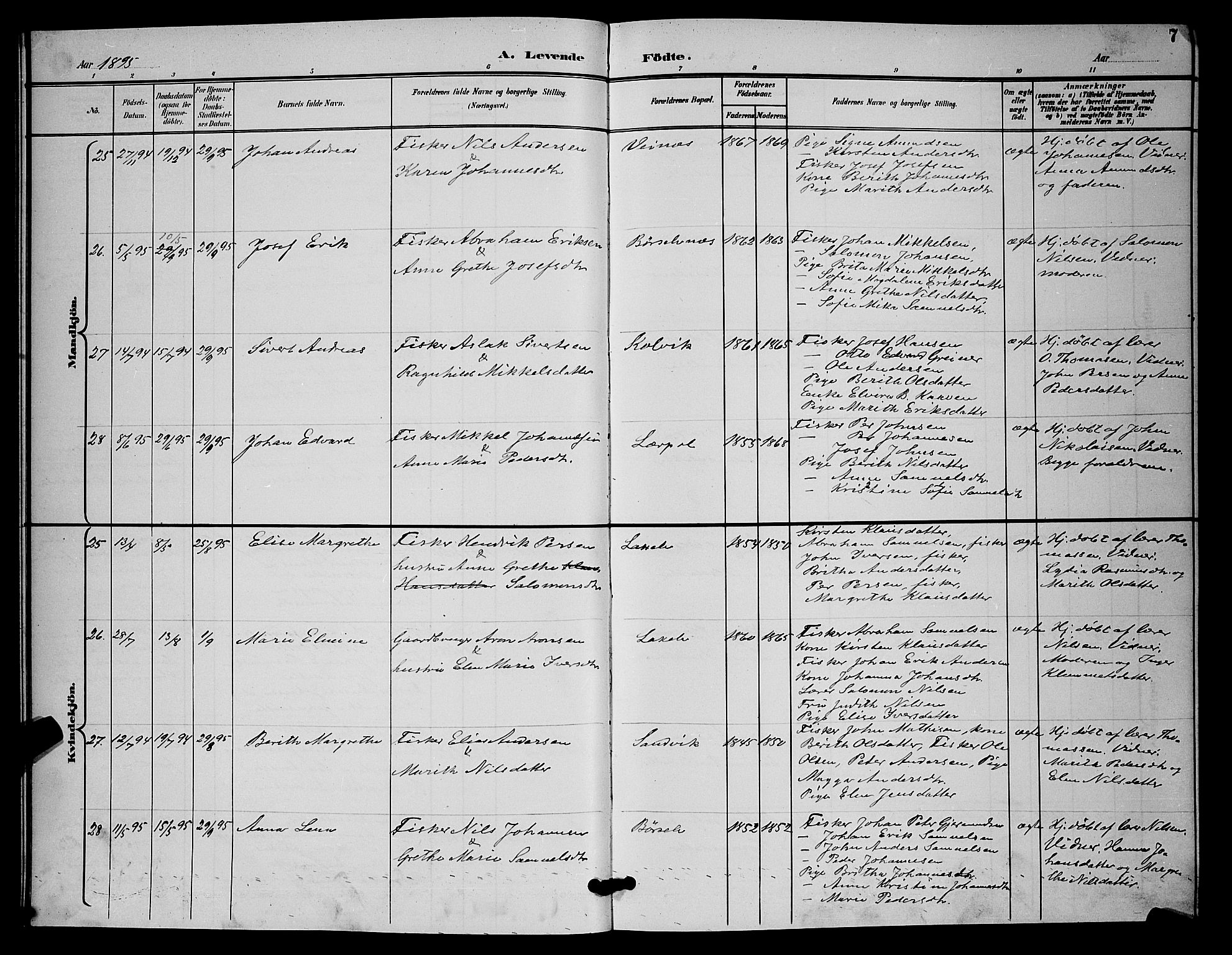 Kistrand/Porsanger sokneprestembete, AV/SATØ-S-1351/H/Hb/L0005.klokk: Parish register (copy) no. 5, 1895-1904, p. 7