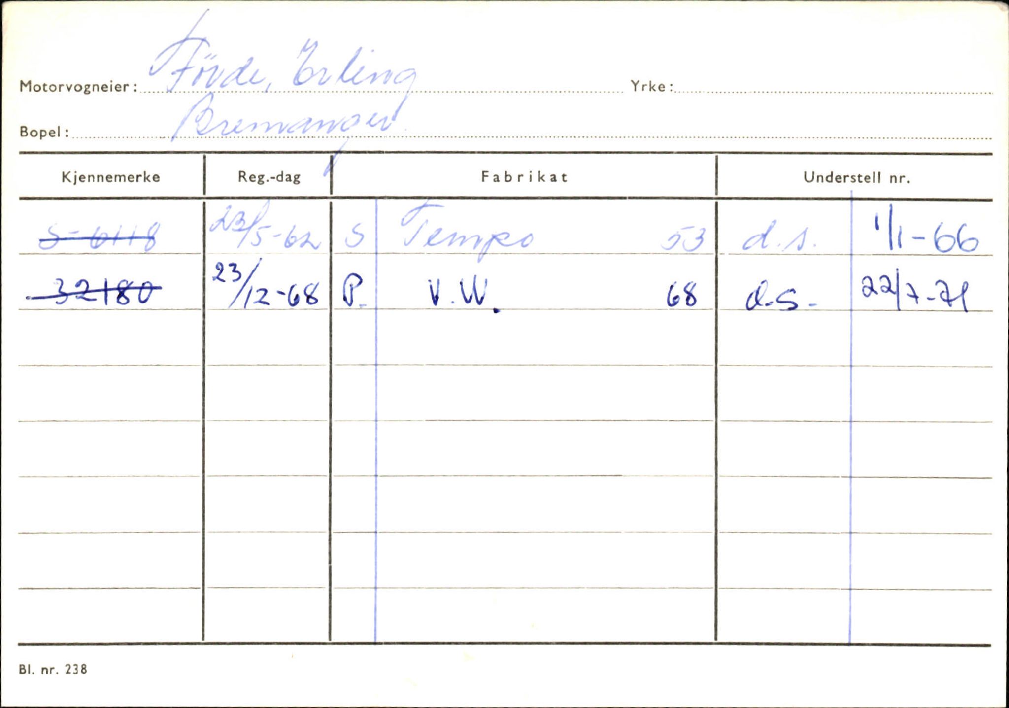 Statens vegvesen, Sogn og Fjordane vegkontor, AV/SAB-A-5301/4/F/L0133: Eigarregister Bremanger A-Å. Gaular A-H, 1945-1975, p. 449