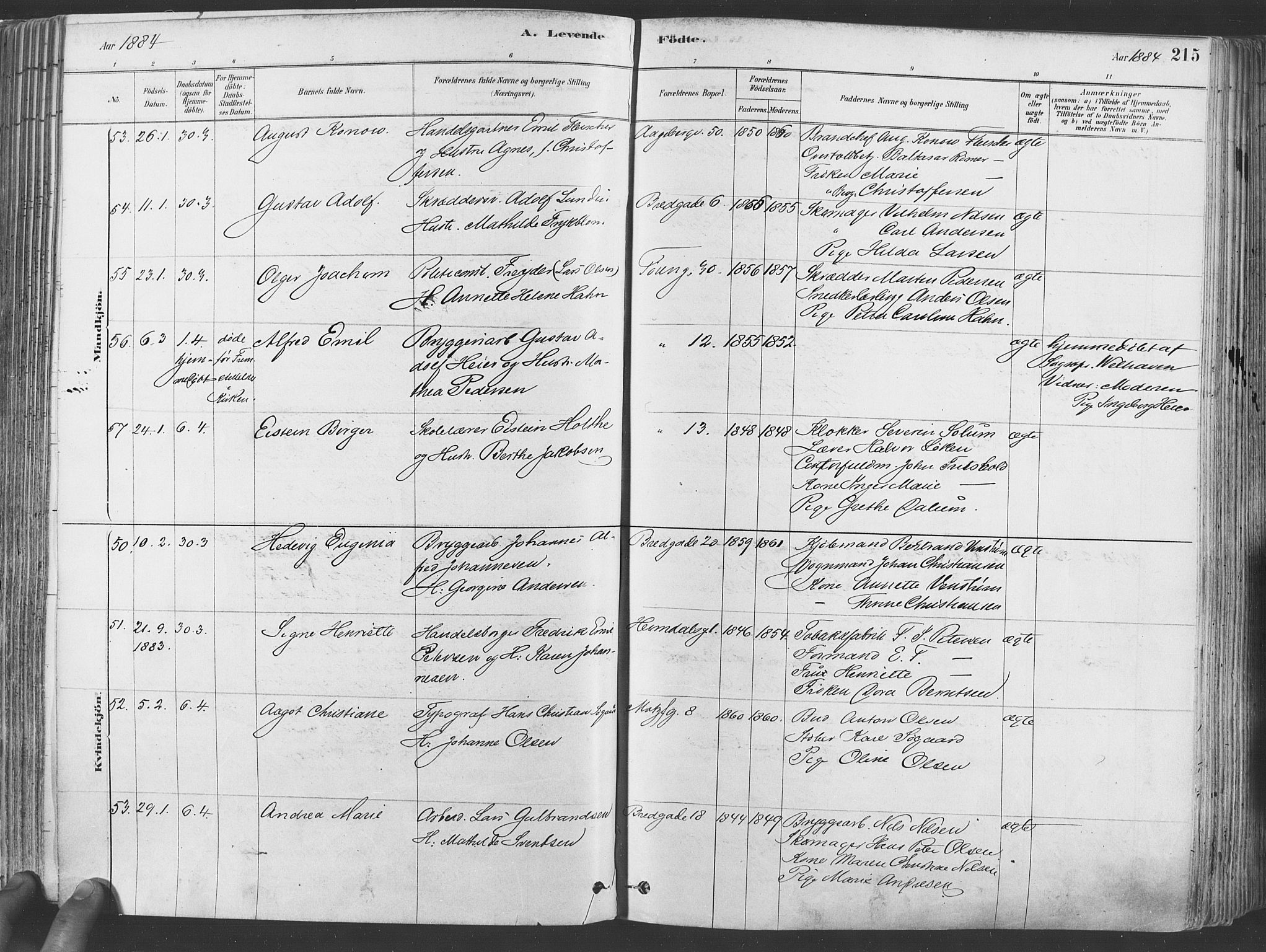 Grønland prestekontor Kirkebøker, SAO/A-10848/F/Fa/L0007: Parish register (official) no. 7, 1878-1888, p. 215