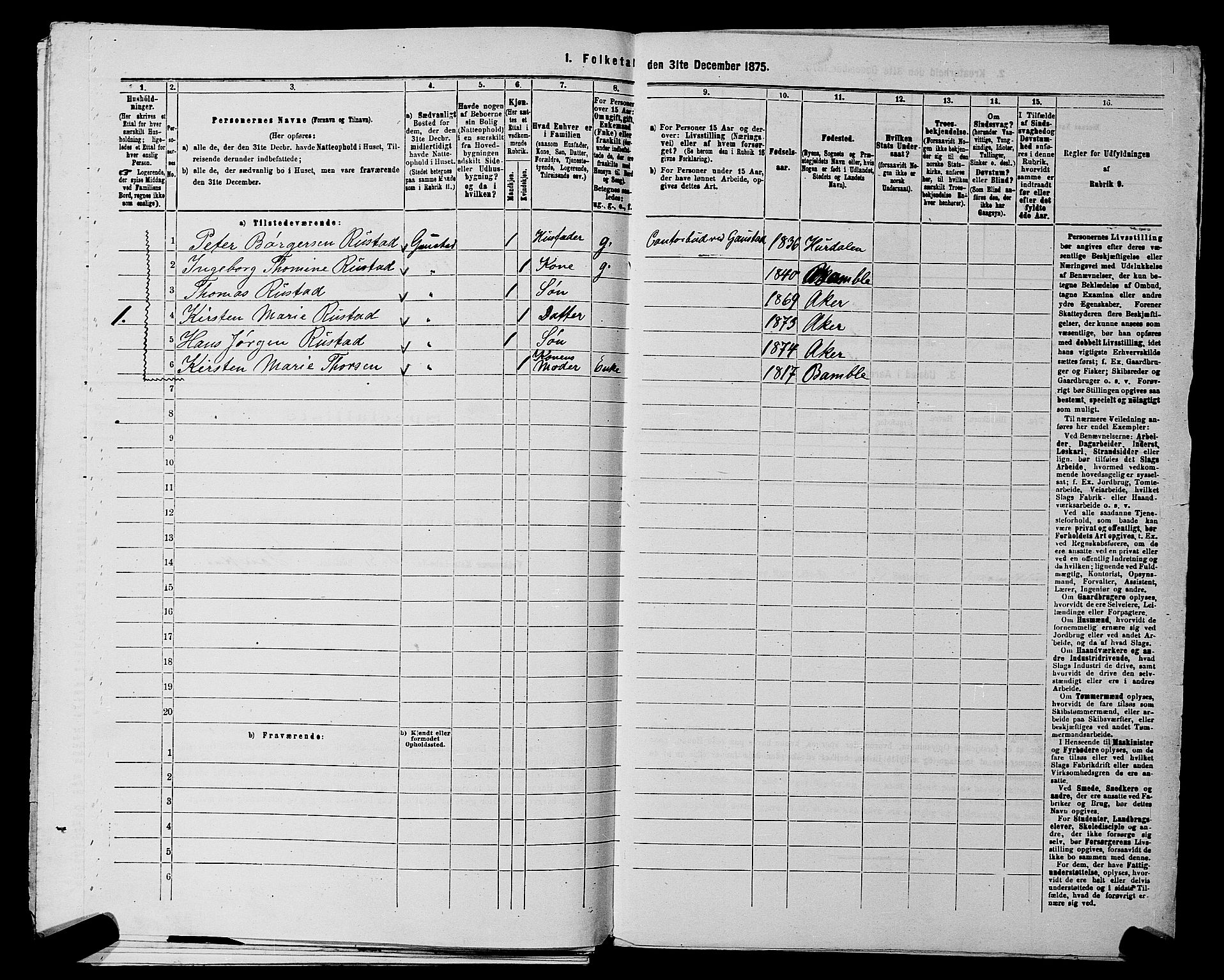 RA, 1875 census for 0218aP Vestre Aker, 1875, p. 1913