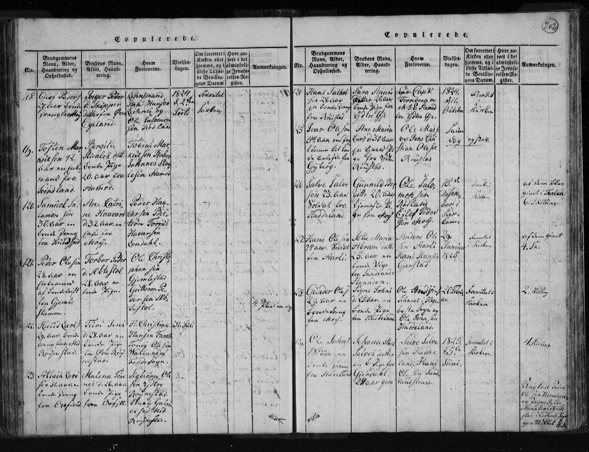 Kvinesdal sokneprestkontor, AV/SAK-1111-0026/F/Fa/Fab/L0003: Parish register (official) no. A 3, 1815-1829, p. 202