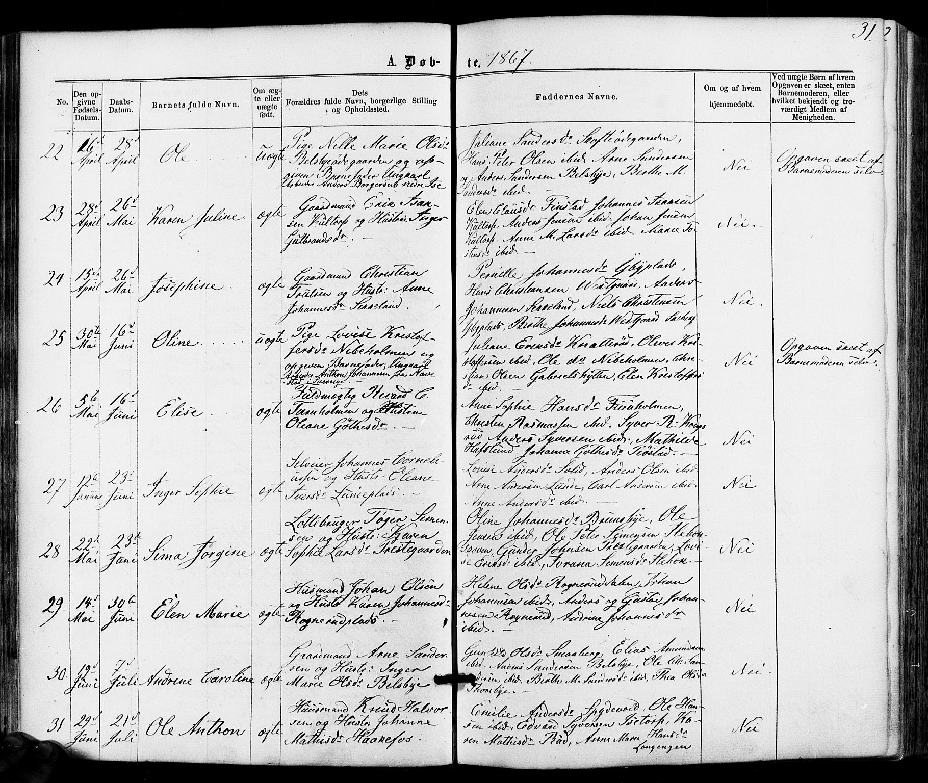 Varteig prestekontor Kirkebøker, SAO/A-10447a/F/Fa/L0001: Parish register (official) no. 1, 1861-1877, p. 31