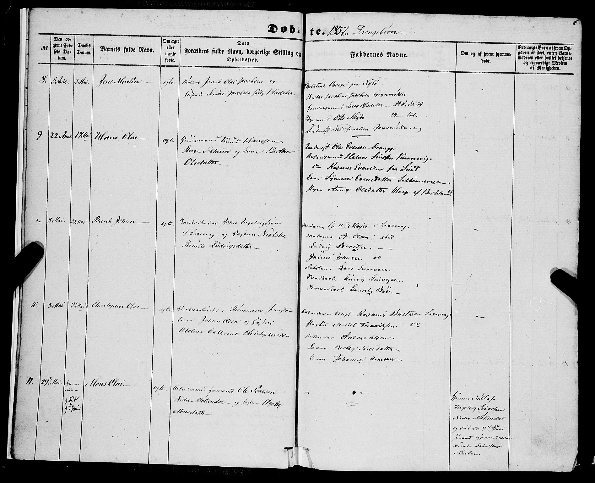 St. Jørgens hospital og Årstad sokneprestembete, AV/SAB-A-99934: Parish register (official) no. A 5, 1857-1869, p. 6