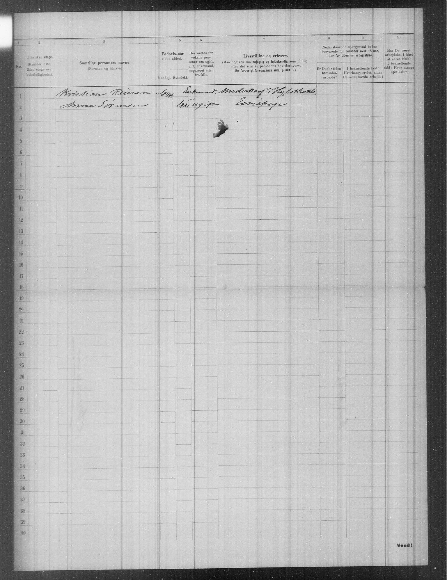 OBA, Municipal Census 1902 for Kristiania, 1902, p. 385