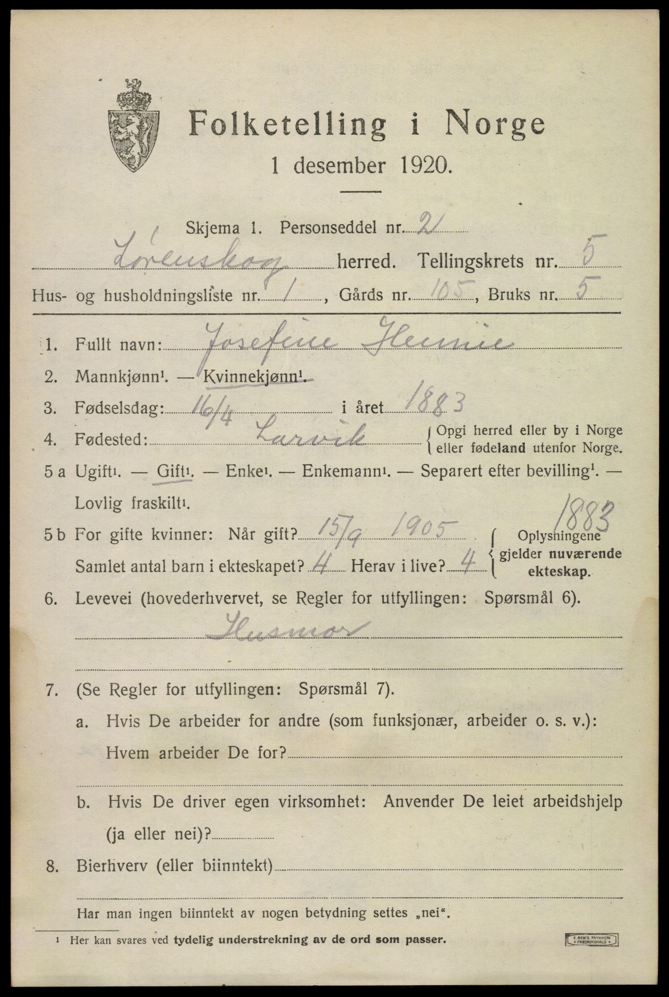 SAO, 1920 census for Lørenskog, 1920, p. 4189