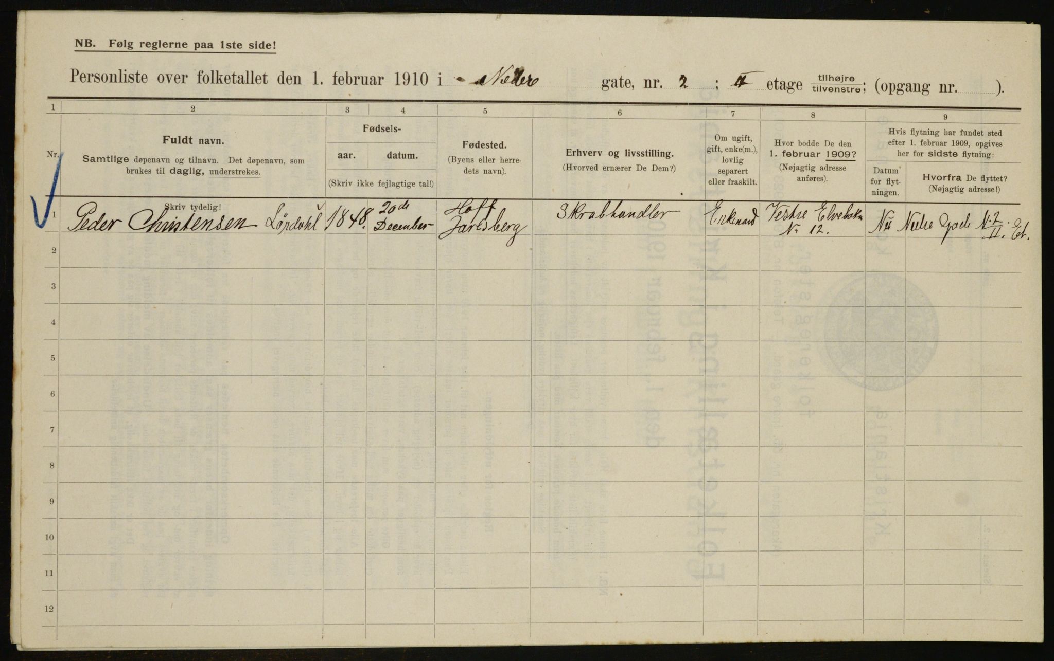 OBA, Municipal Census 1910 for Kristiania, 1910, p. 66830