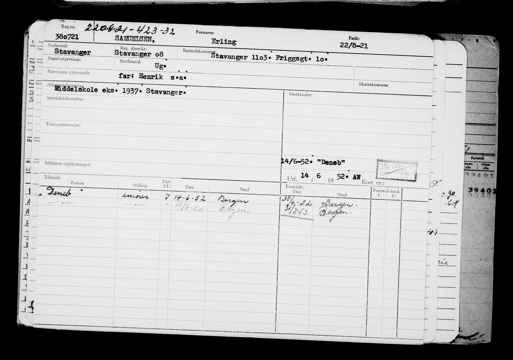 Direktoratet for sjømenn, AV/RA-S-3545/G/Gb/L0197: Hovedkort, 1921, p. 290