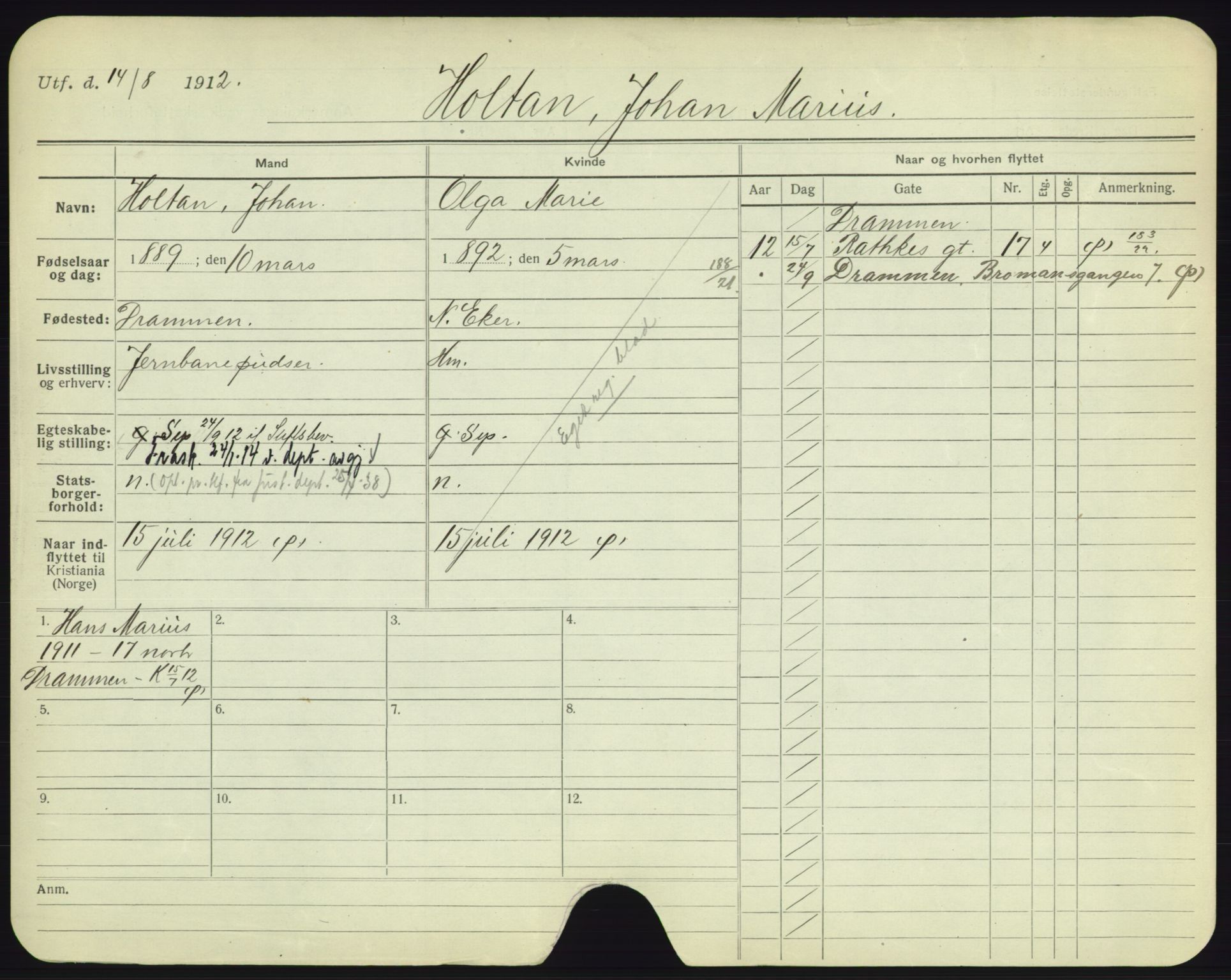 Oslo folkeregister, Registerkort, AV/SAO-A-11715/F/Fa/Fac/L0004: Menn, 1906-1914, p. 956a