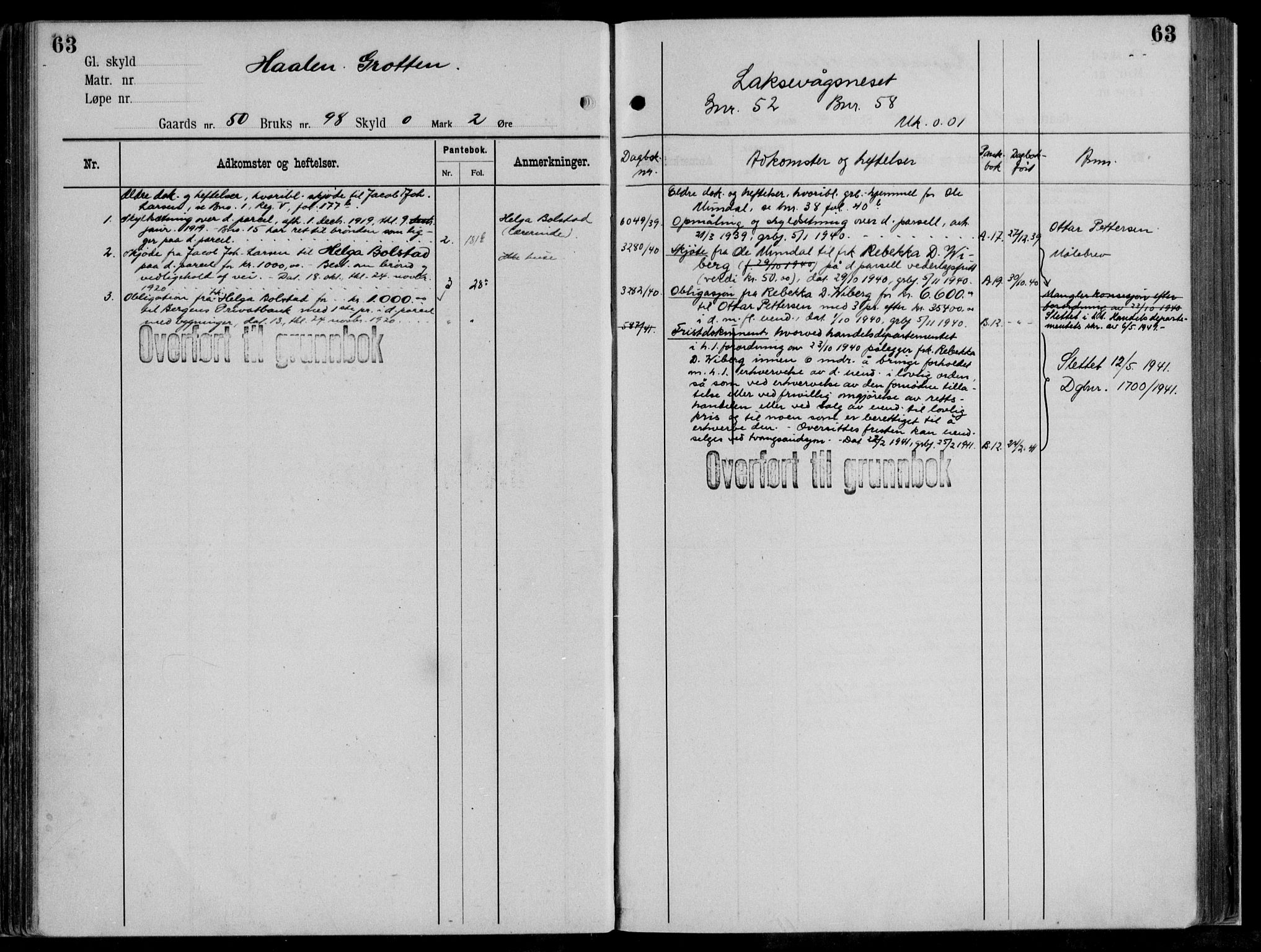 Midhordland sorenskriveri, AV/SAB-A-3001/1/G/Ga/Gab/L0111: Mortgage register no. II.A.b.111, p. 63