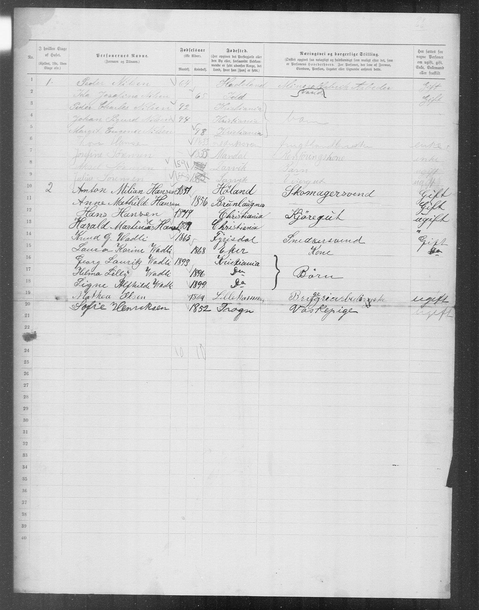 OBA, Municipal Census 1899 for Kristiania, 1899, p. 12613