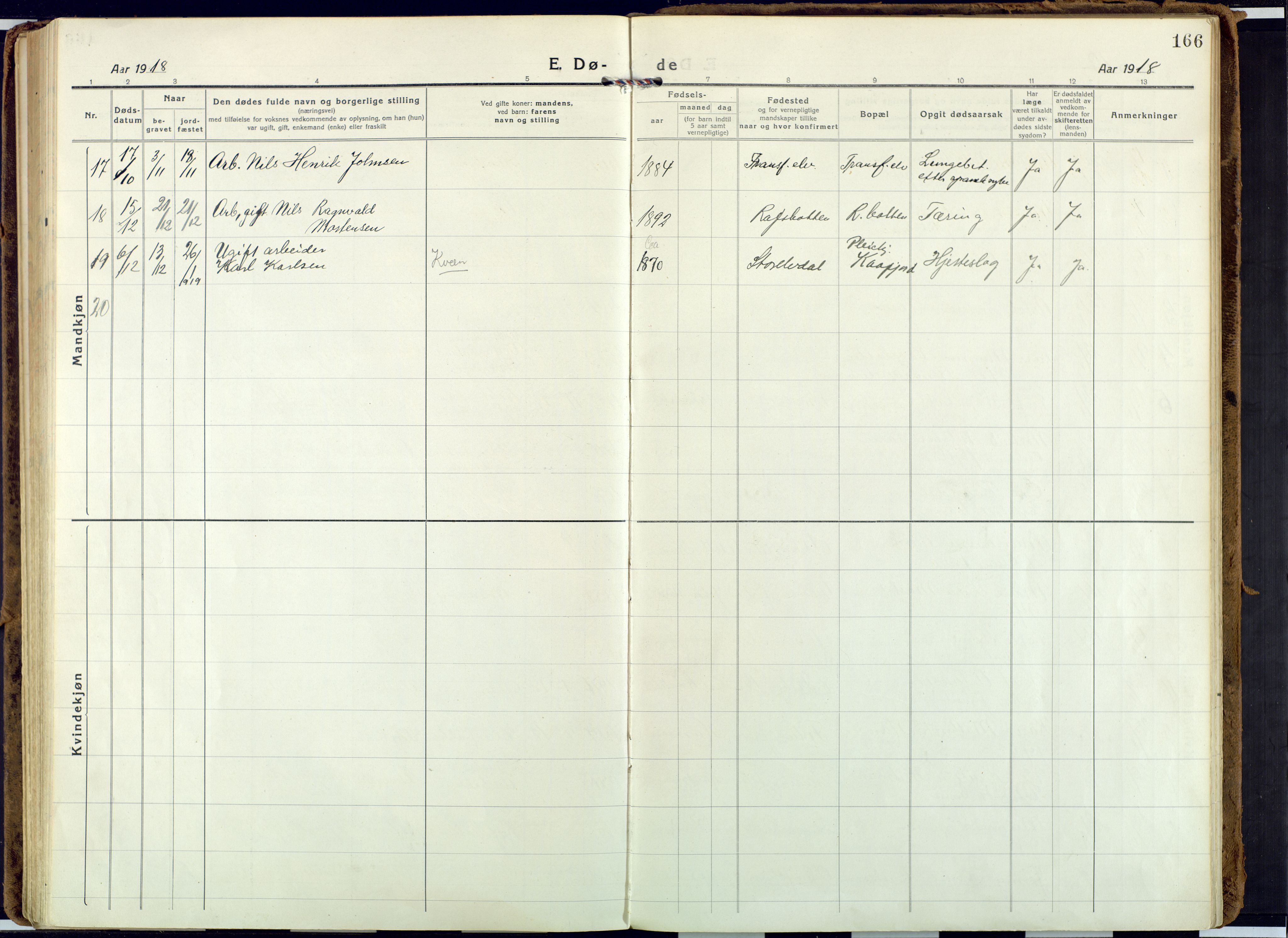 Alta sokneprestkontor, SATØ/S-1338/H/Ha: Parish register (official) no. 6, 1918-1931, p. 166