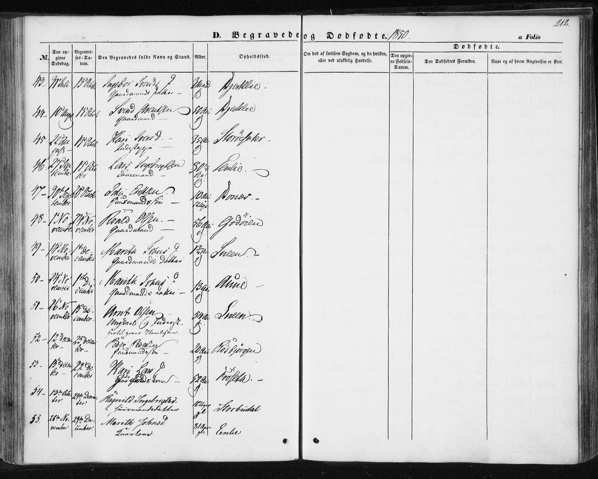 Ministerialprotokoller, klokkerbøker og fødselsregistre - Sør-Trøndelag, AV/SAT-A-1456/687/L1000: Parish register (official) no. 687A06, 1848-1869, p. 212