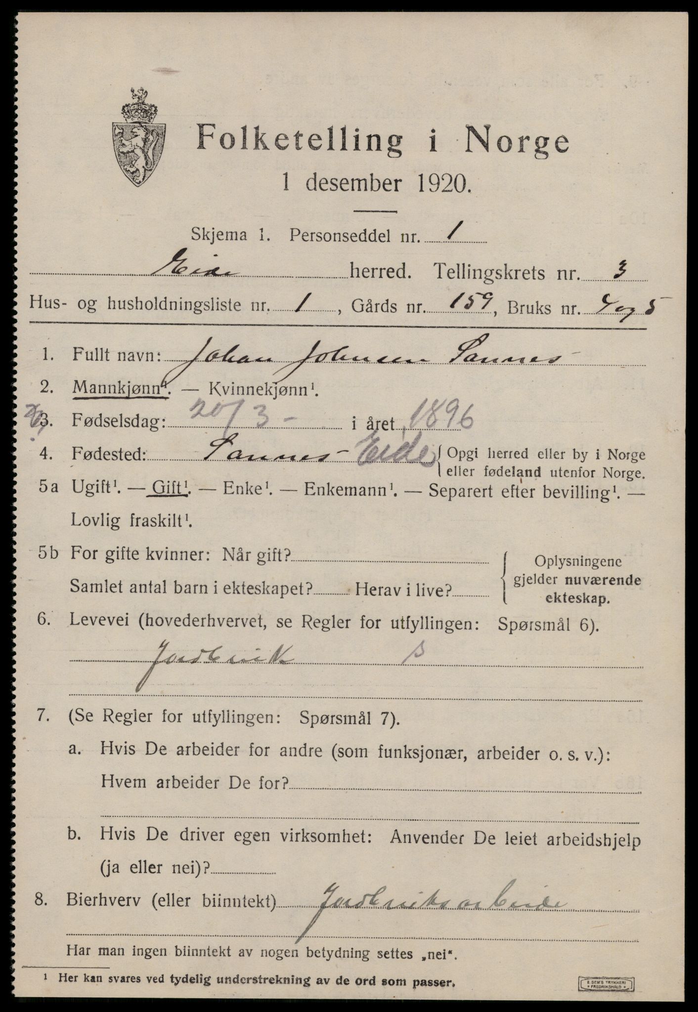 SAT, 1920 census for Eid (MR), 1920, p. 1502