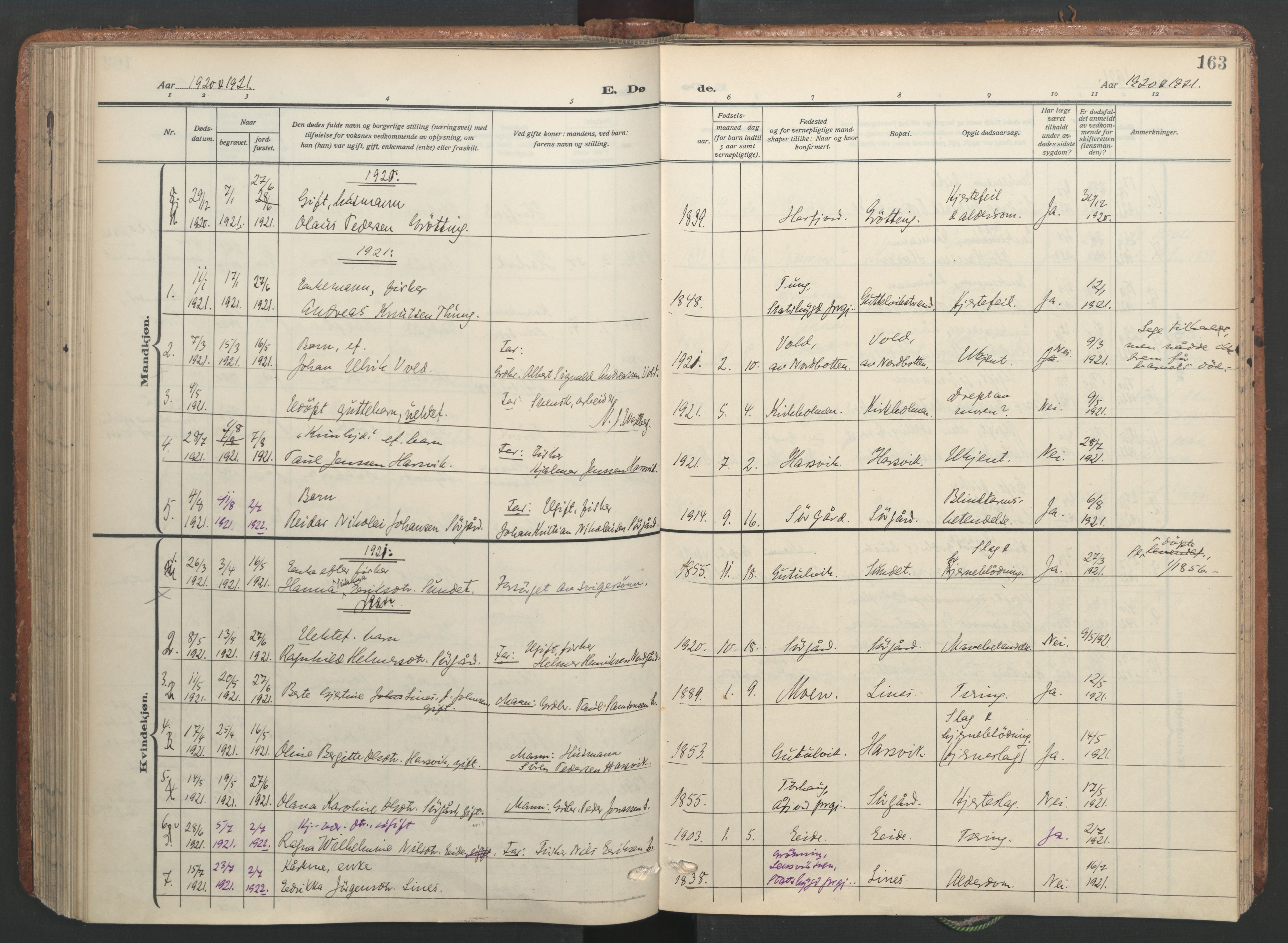 Ministerialprotokoller, klokkerbøker og fødselsregistre - Sør-Trøndelag, SAT/A-1456/656/L0694: Parish register (official) no. 656A03, 1914-1931, p. 163