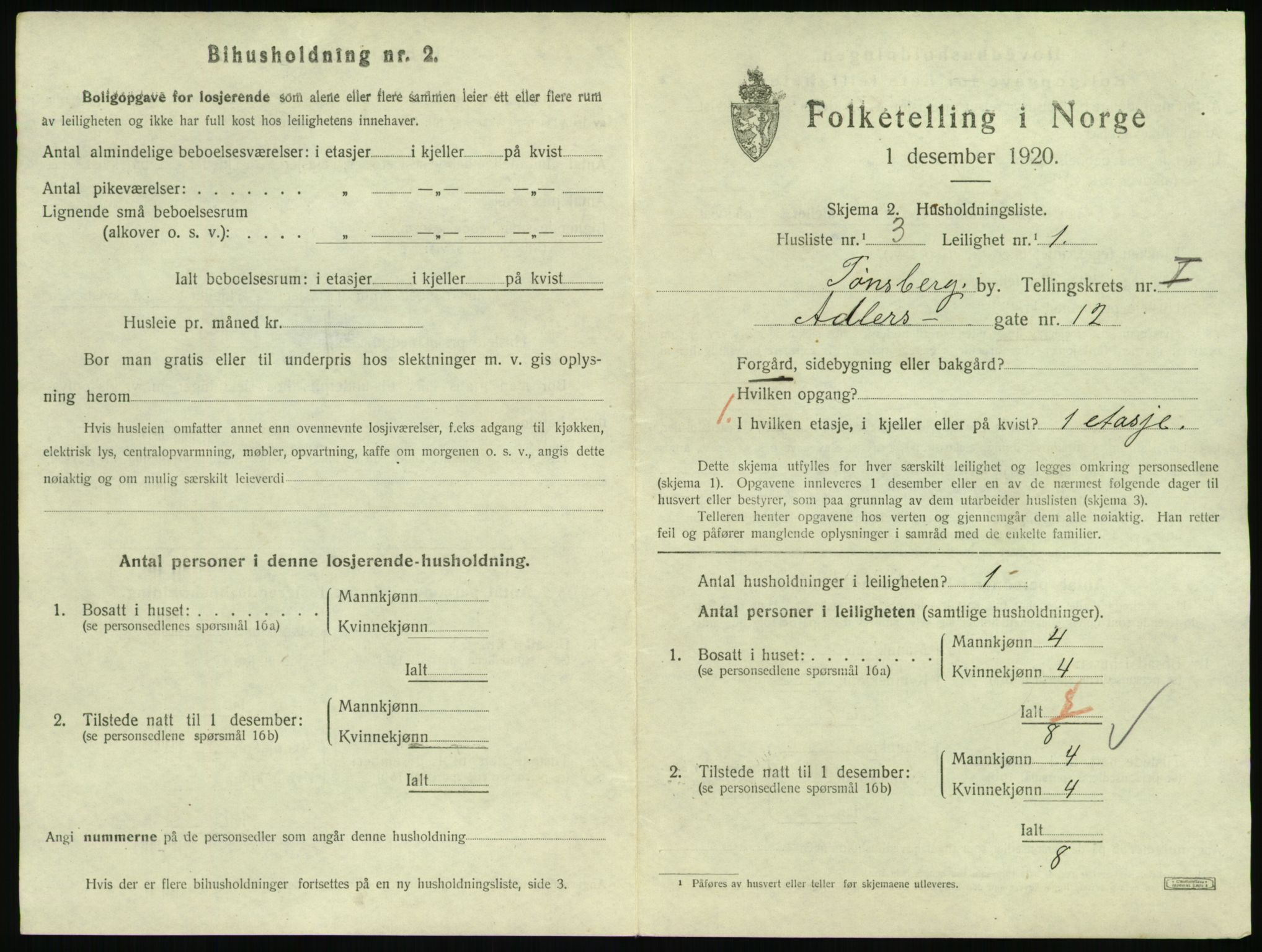 SAKO, 1920 census for Tønsberg, 1920, p. 2523