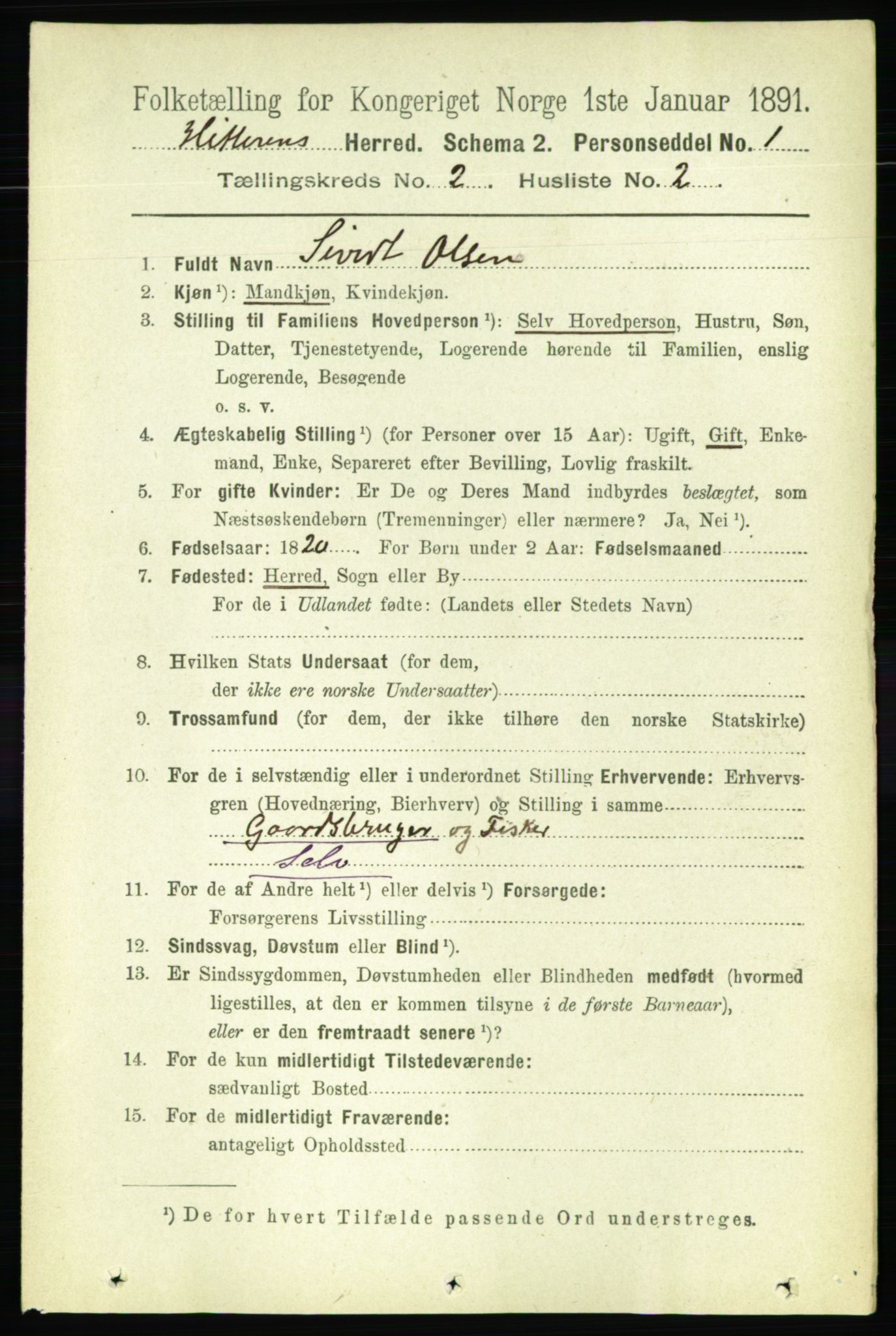 RA, 1891 census for 1617 Hitra, 1891, p. 228