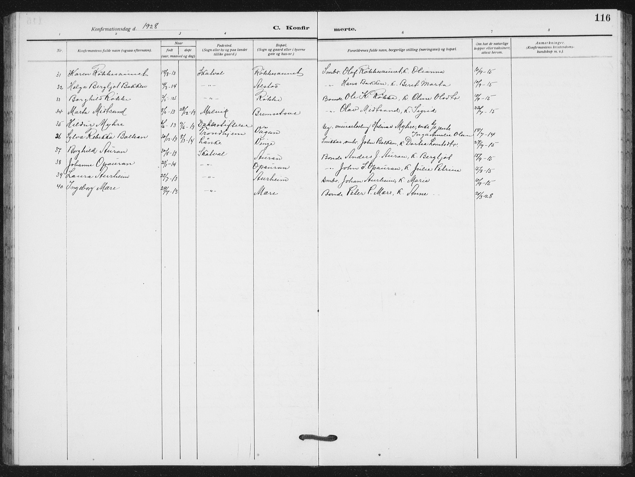 Ministerialprotokoller, klokkerbøker og fødselsregistre - Nord-Trøndelag, SAT/A-1458/712/L0104: Parish register (copy) no. 712C02, 1917-1939, p. 116