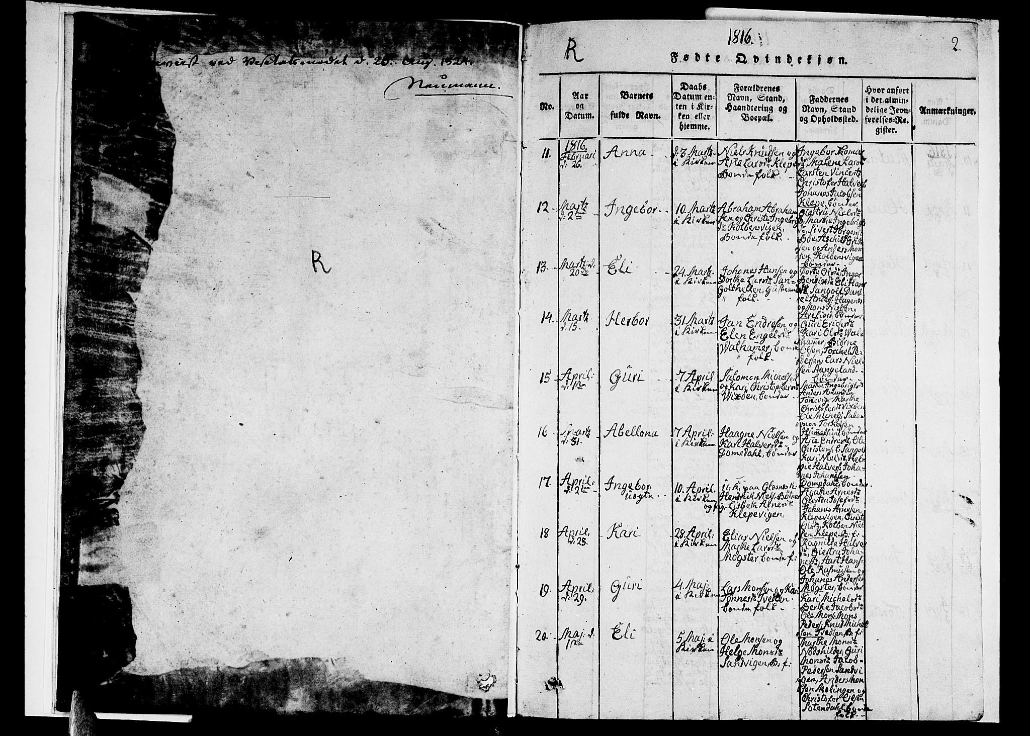 Sund sokneprestembete, SAB/A-99930: Parish register (copy) no. A 1, 1816-1827, p. 2