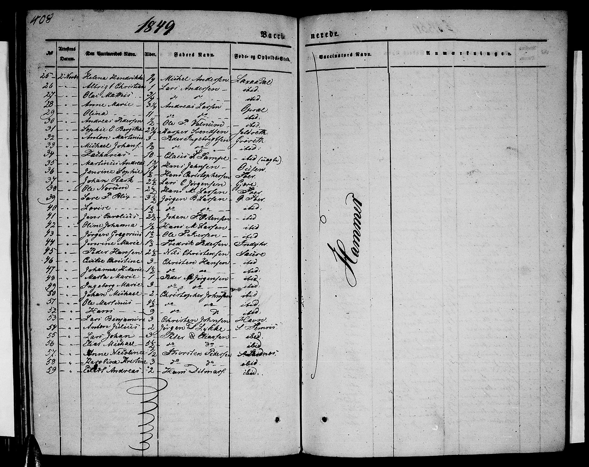 Ministerialprotokoller, klokkerbøker og fødselsregistre - Nordland, SAT/A-1459/805/L0106: Parish register (copy) no. 805C02, 1841-1861, p. 408