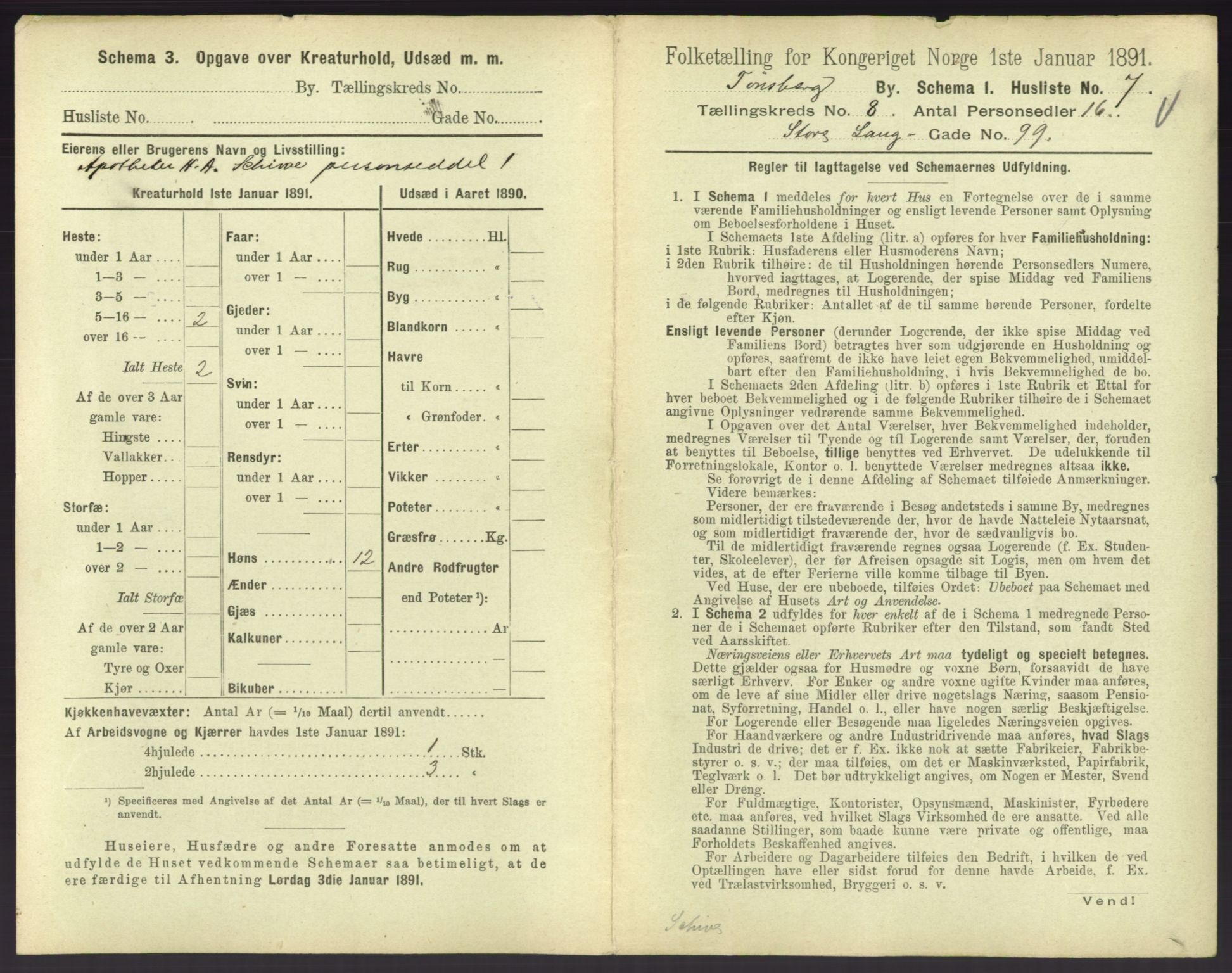 RA, 1891 census for 0705 Tønsberg, 1891, p. 340