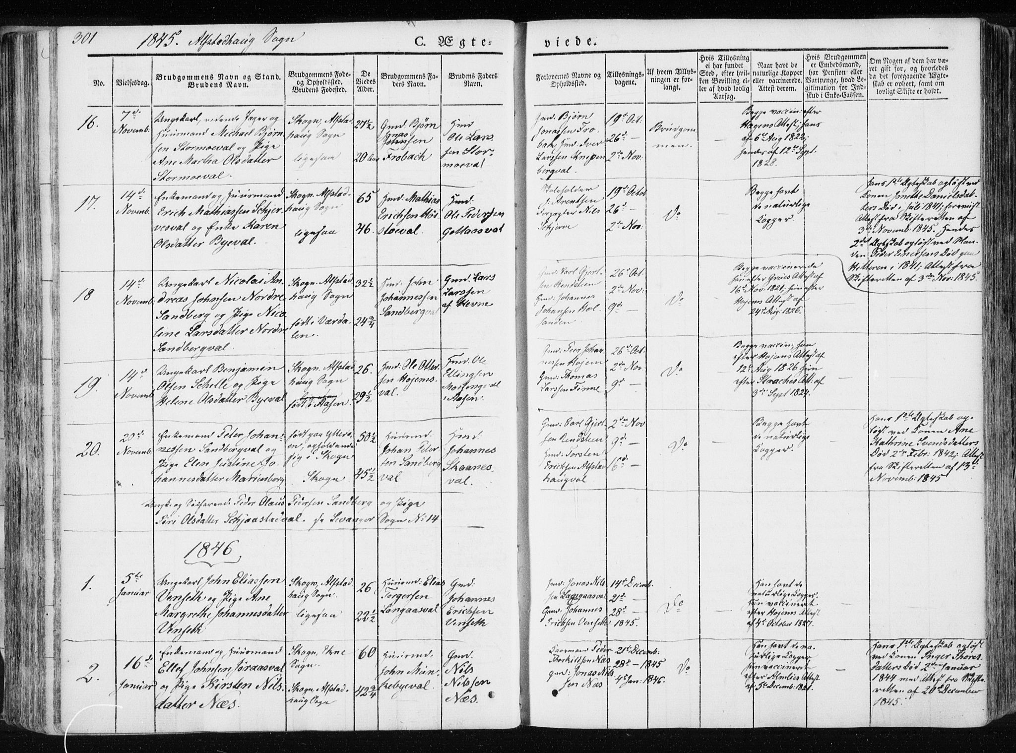 Ministerialprotokoller, klokkerbøker og fødselsregistre - Nord-Trøndelag, SAT/A-1458/717/L0154: Parish register (official) no. 717A06 /1, 1836-1849, p. 301