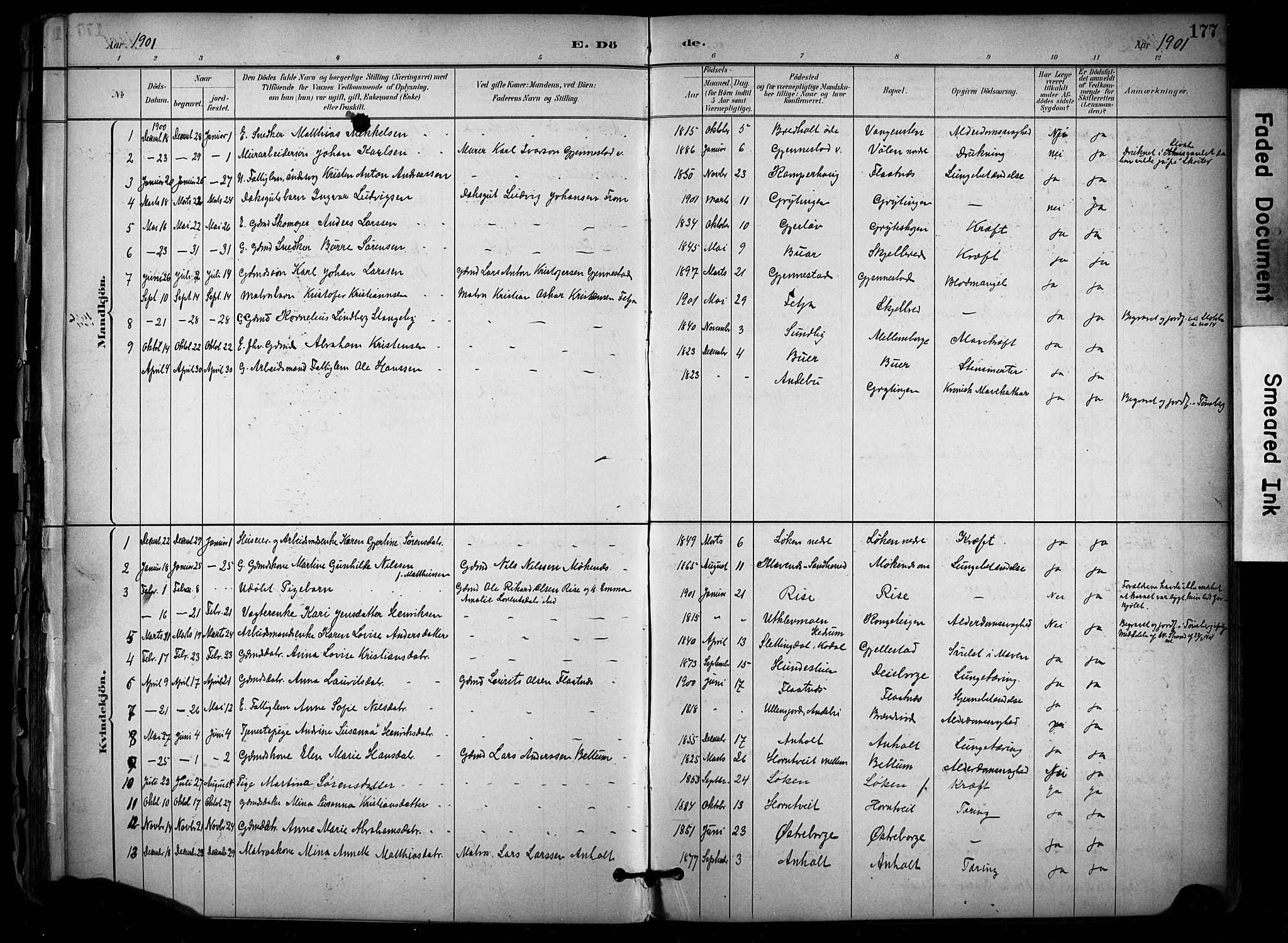 Stokke kirkebøker, SAKO/A-320/F/Fb/L0001: Parish register (official) no. II 1, 1884-1910, p. 177