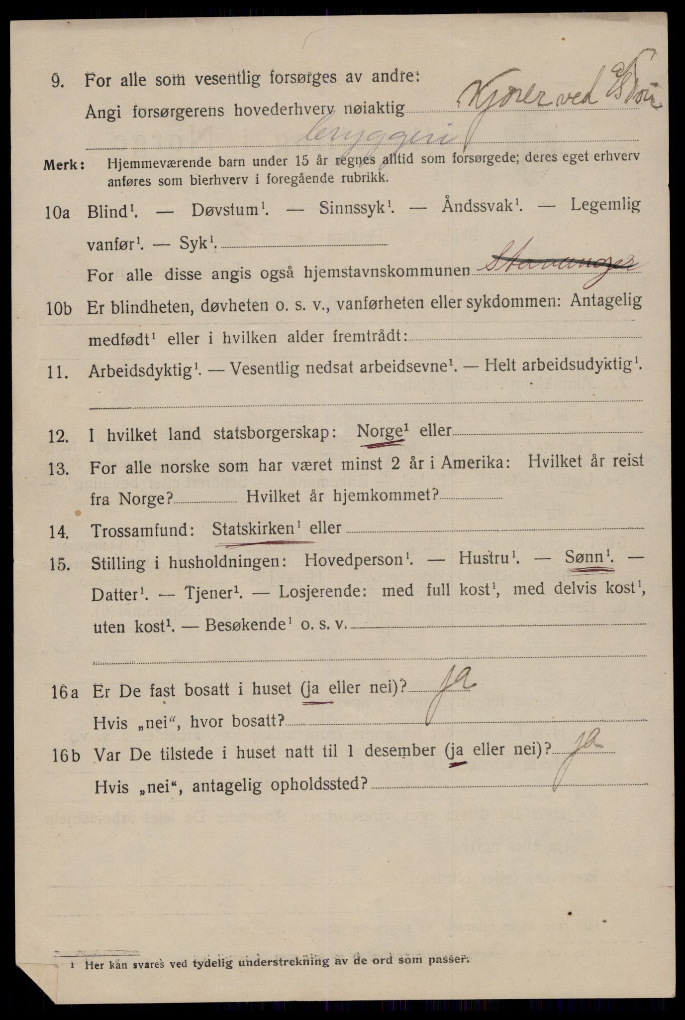 SAST, 1920 census for Stavanger, 1920, p. 42185