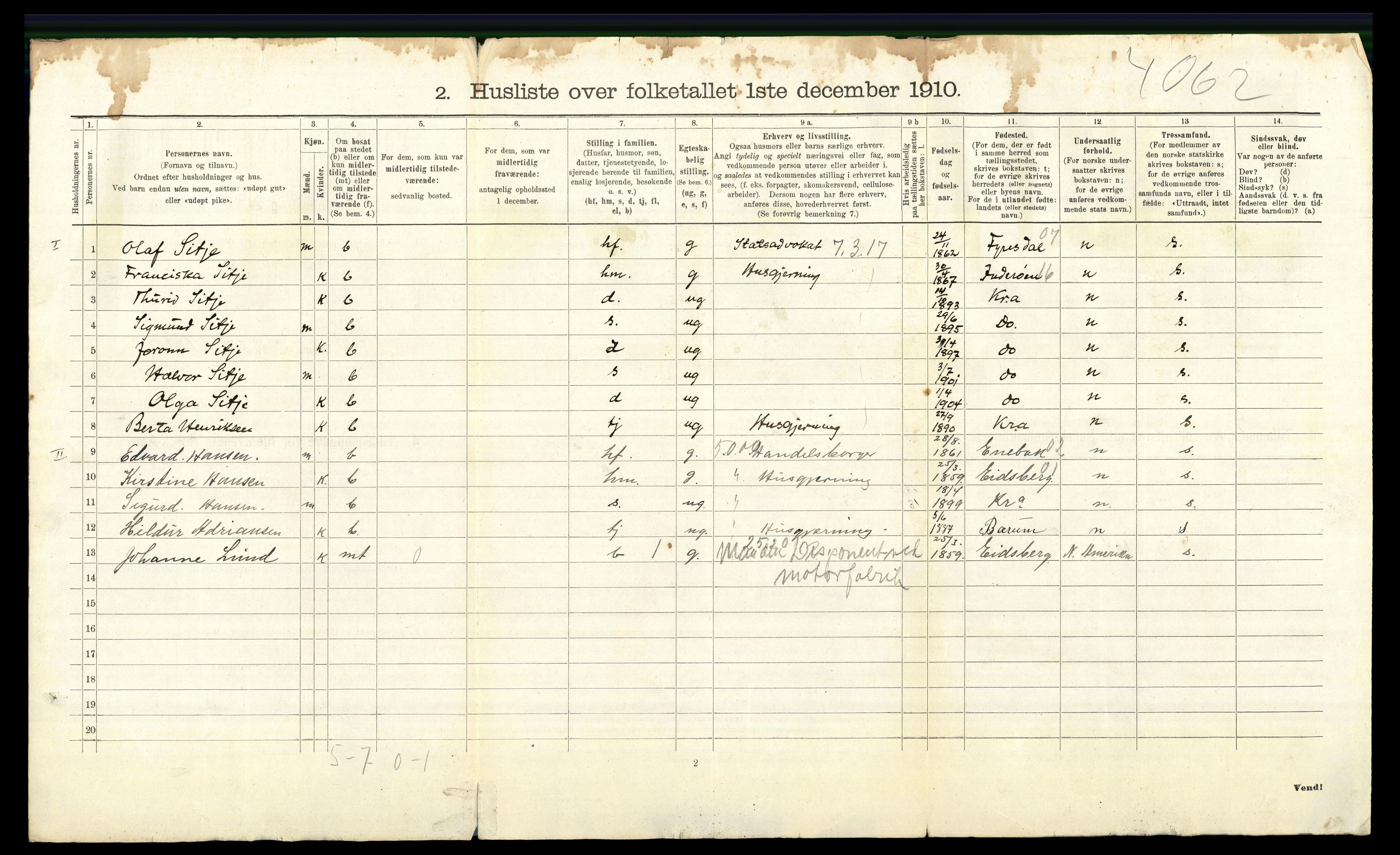 RA, 1910 census for Aker, 1910, p. 4290