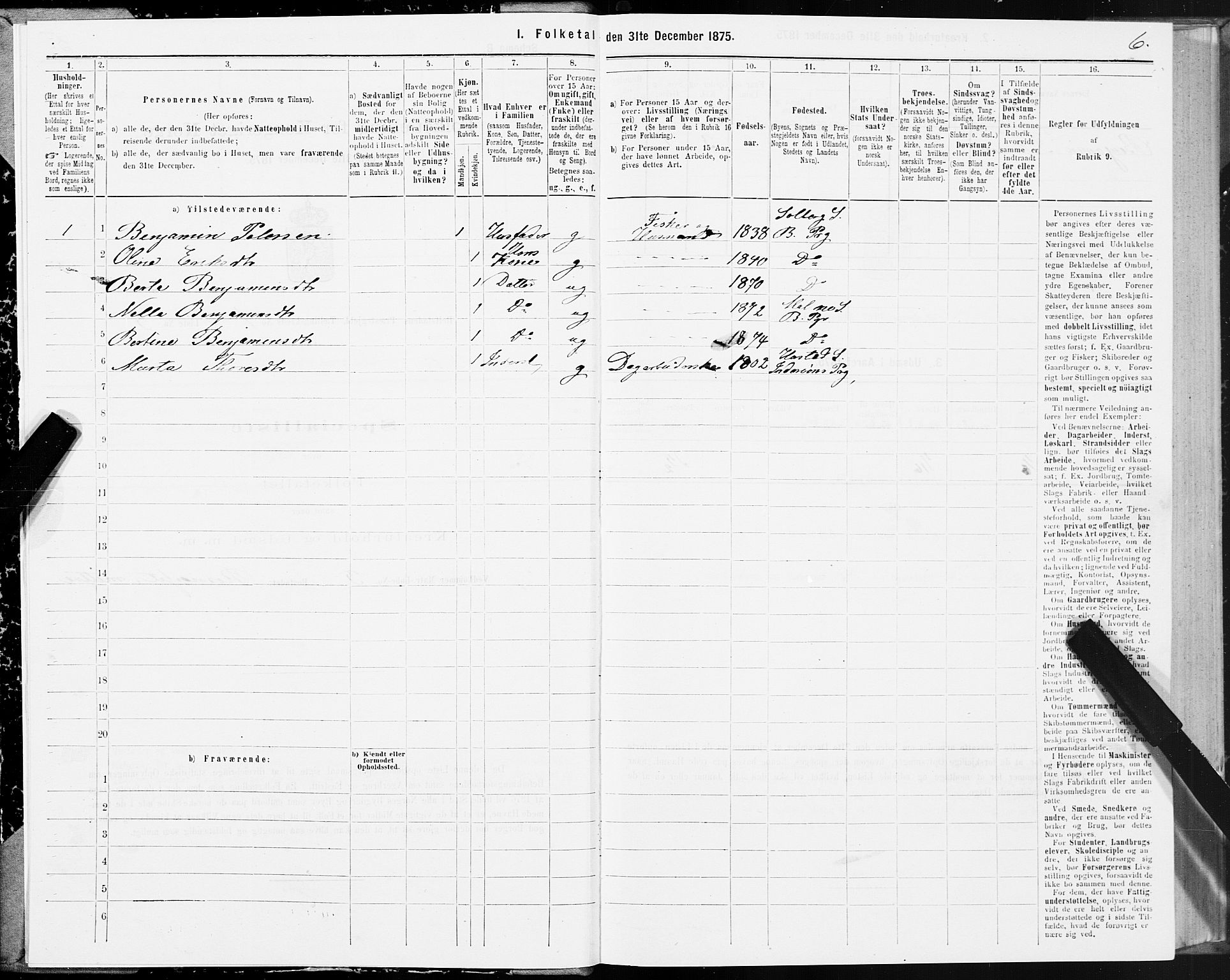 SAT, 1875 census for 1727P Beitstad, 1875, p. 1006