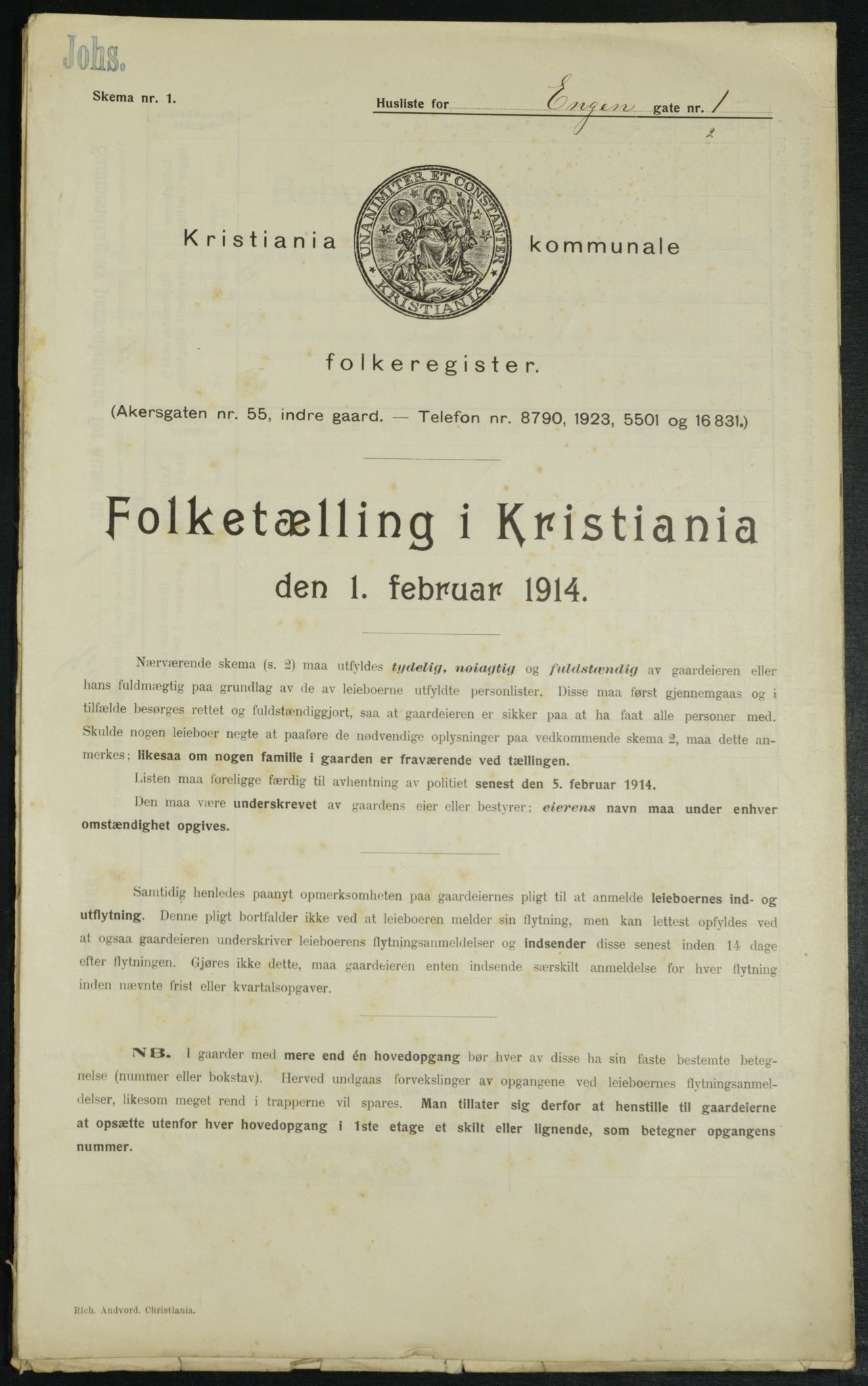 OBA, Municipal Census 1914 for Kristiania, 1914, p. 21874