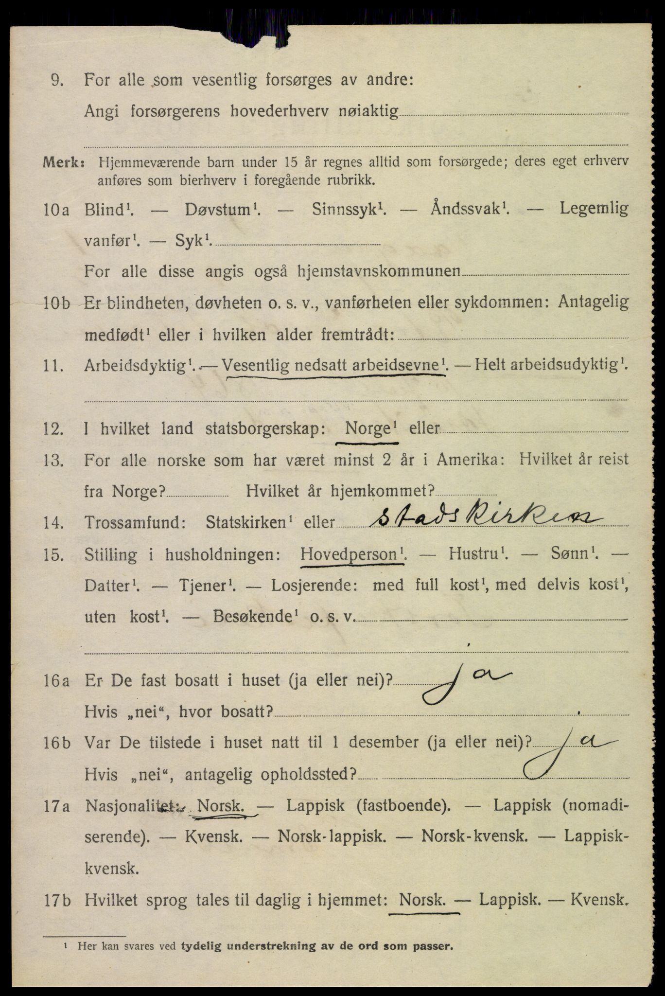 SAT, 1920 census for Vågan, 1920, p. 1450