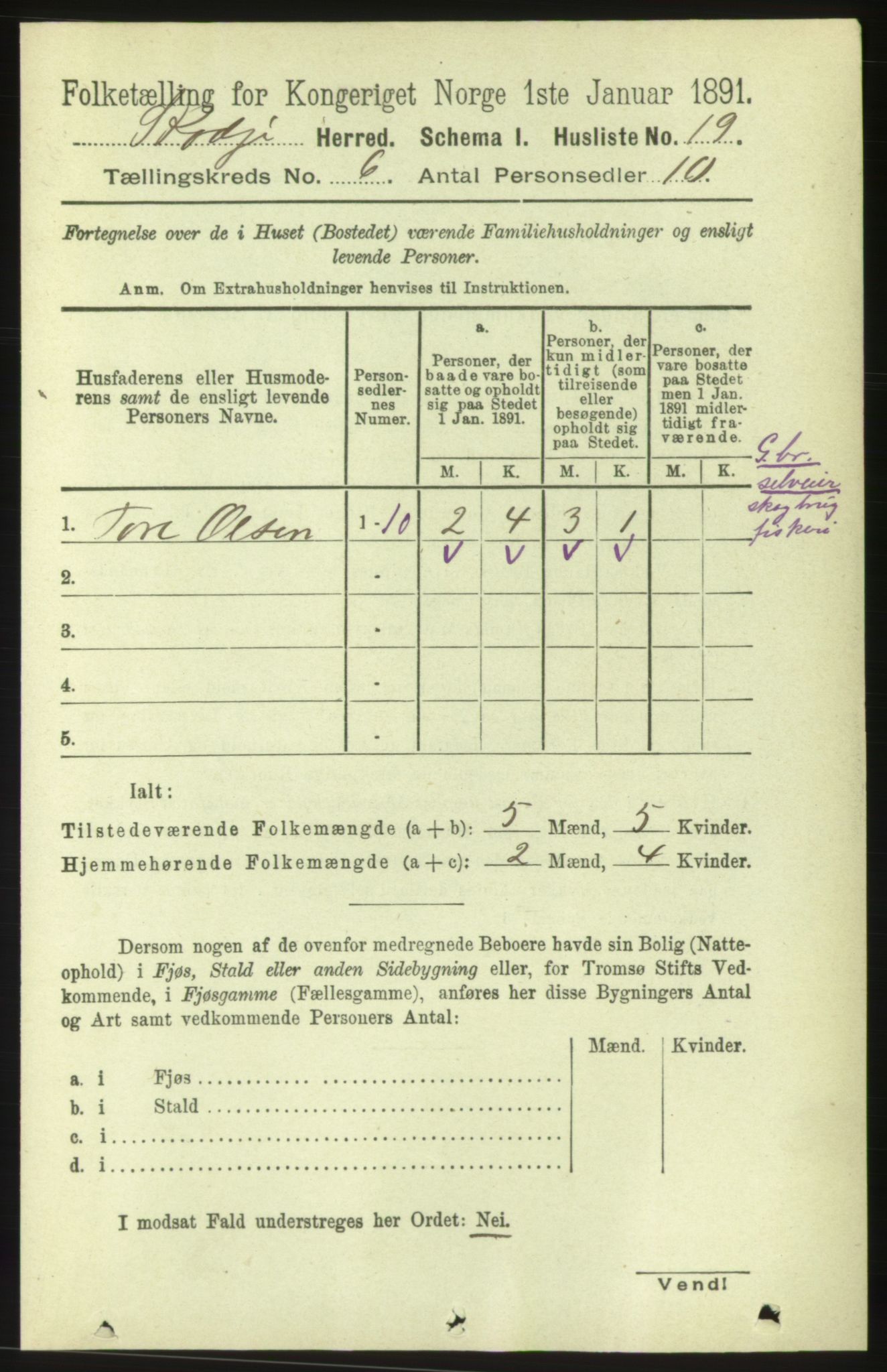 RA, 1891 census for 1529 Skodje, 1891, p. 1244