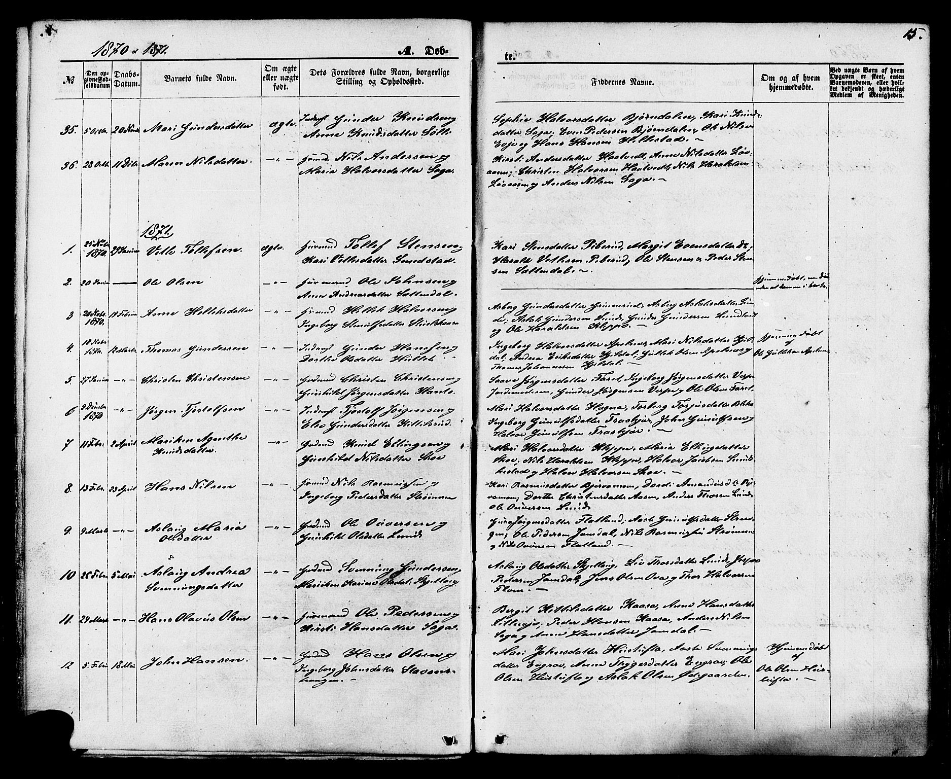 Lunde kirkebøker, SAKO/A-282/F/Fa/L0001: Parish register (official) no. I 1, 1866-1883, p. 15
