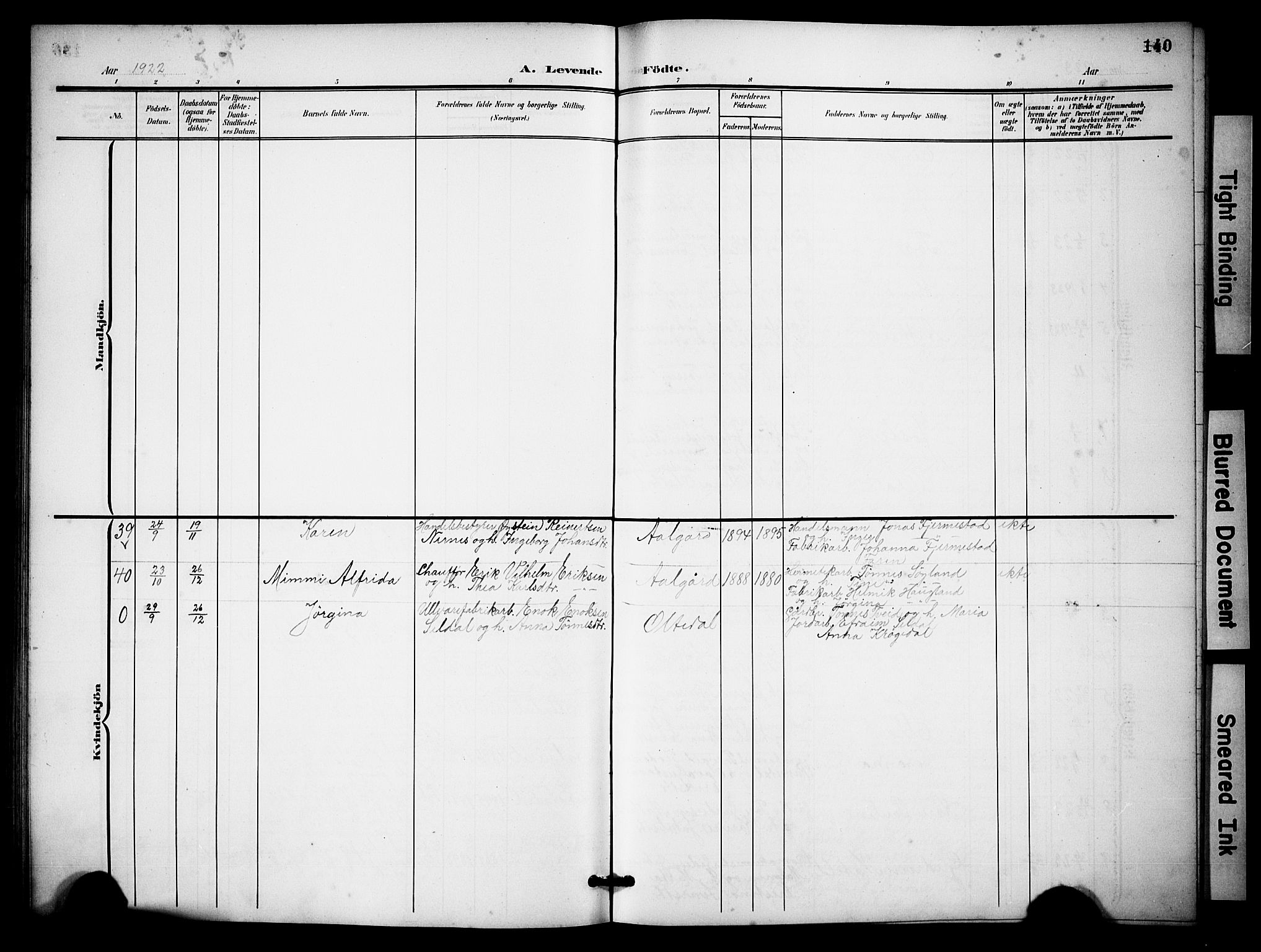 Lye sokneprestkontor, AV/SAST-A-101794/001/30BB/L0009: Parish register (copy) no. B 9, 1902-1923, p. 140