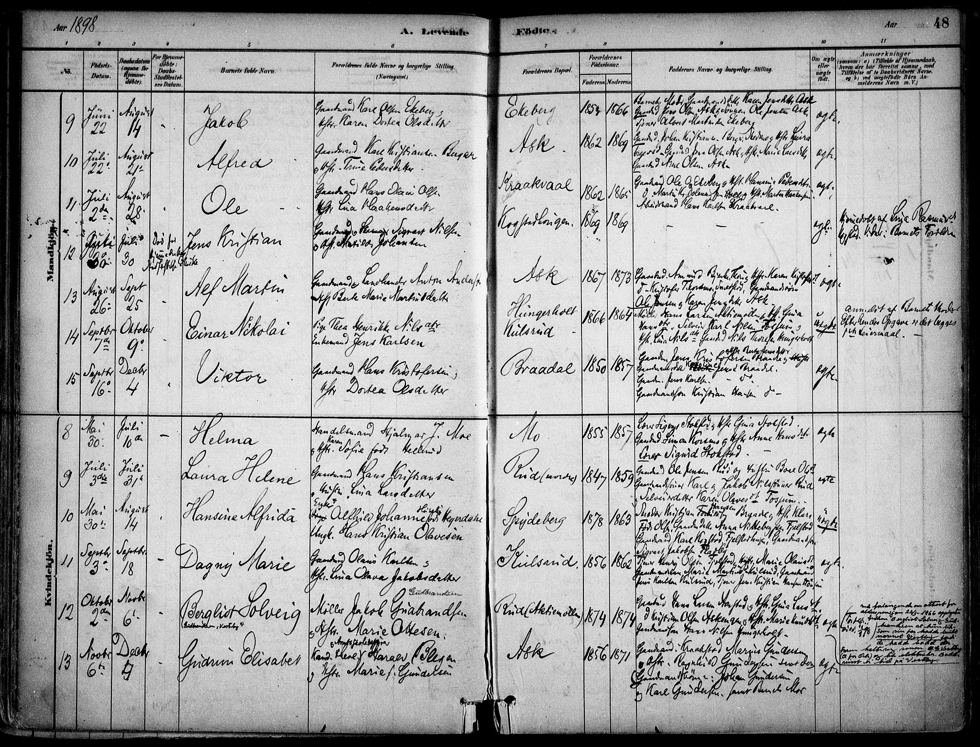 Gjerdrum prestekontor Kirkebøker, AV/SAO-A-10412b/F/Fb/L0001: Parish register (official) no. II 1, 1881-1921, p. 48