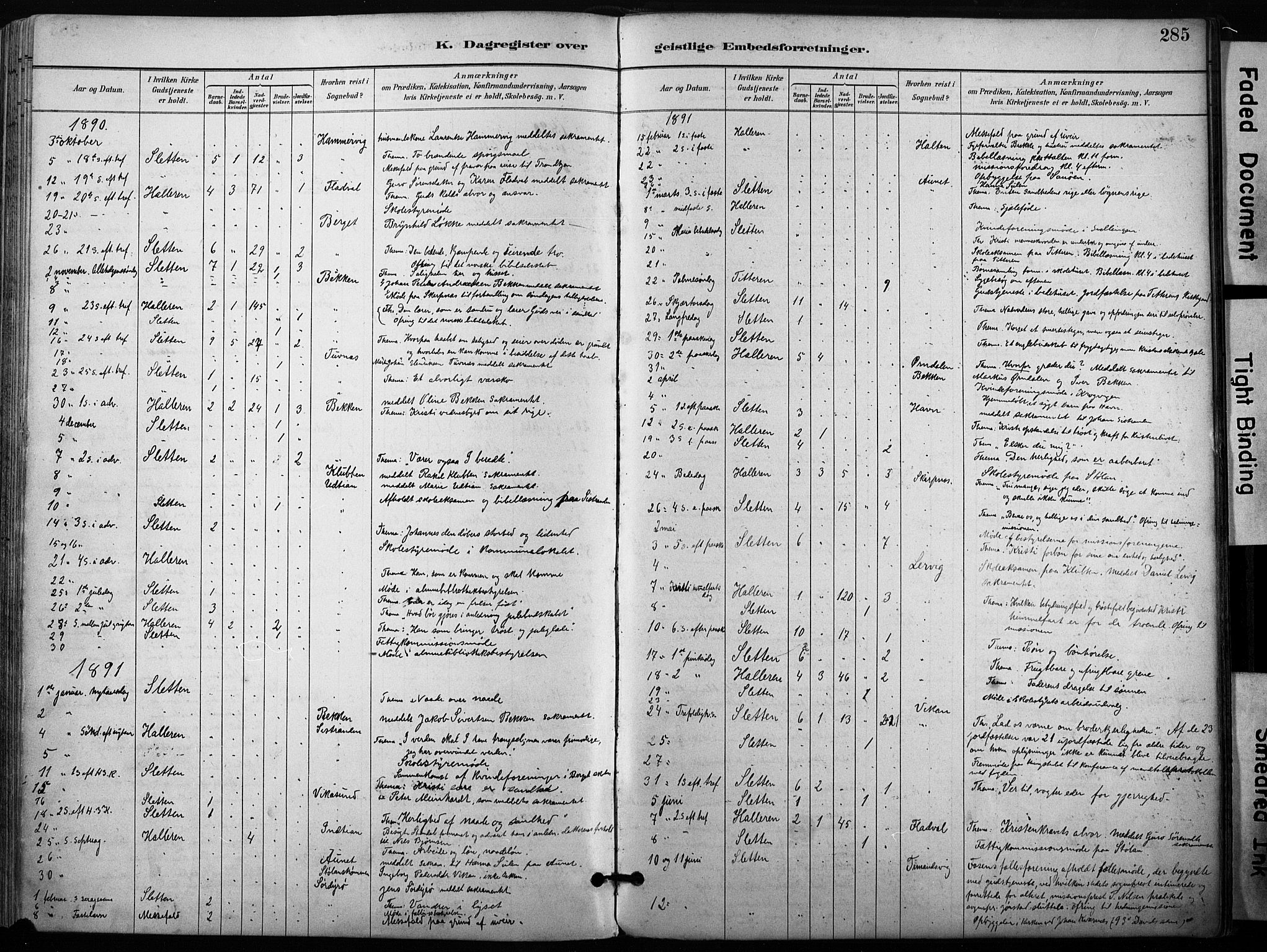 Ministerialprotokoller, klokkerbøker og fødselsregistre - Sør-Trøndelag, SAT/A-1456/640/L0579: Parish register (official) no. 640A04, 1889-1902, p. 285